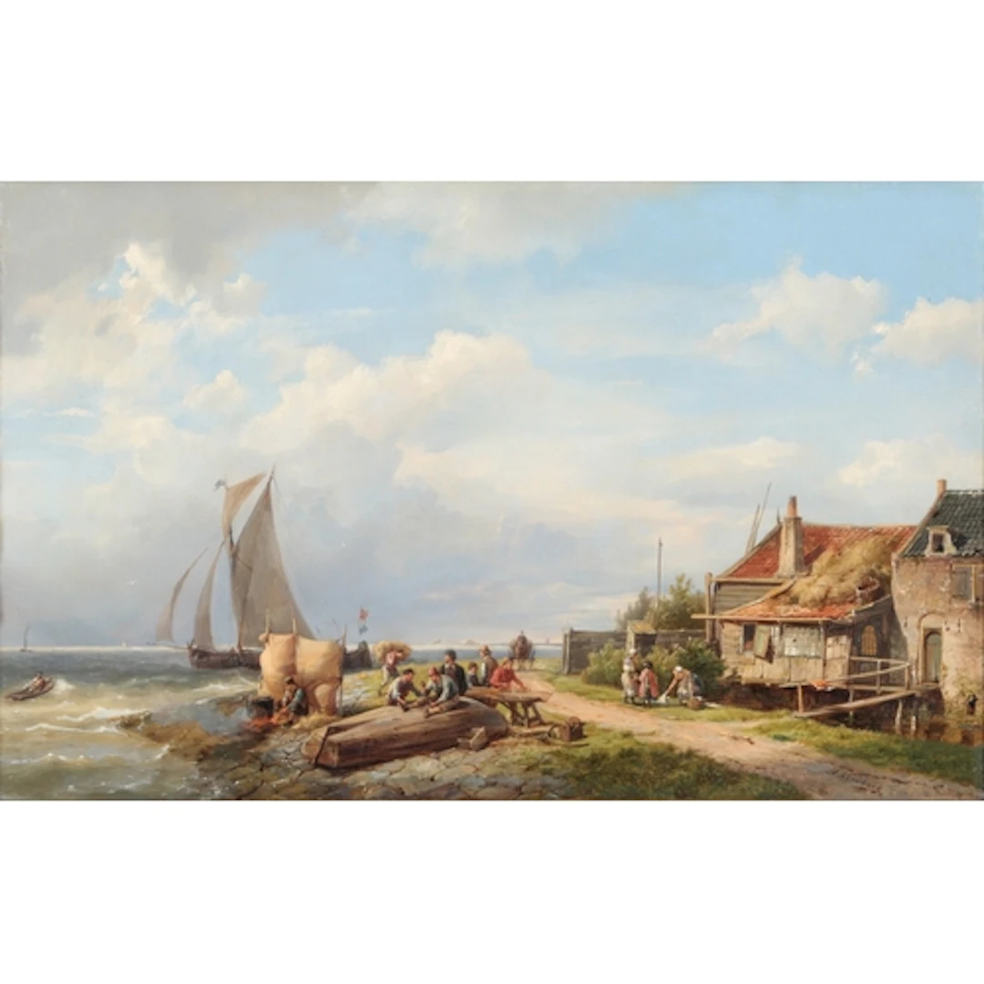 Hermanus Koekkoek (Dutch, 1815-1882) 'Boat Builders at Durg...