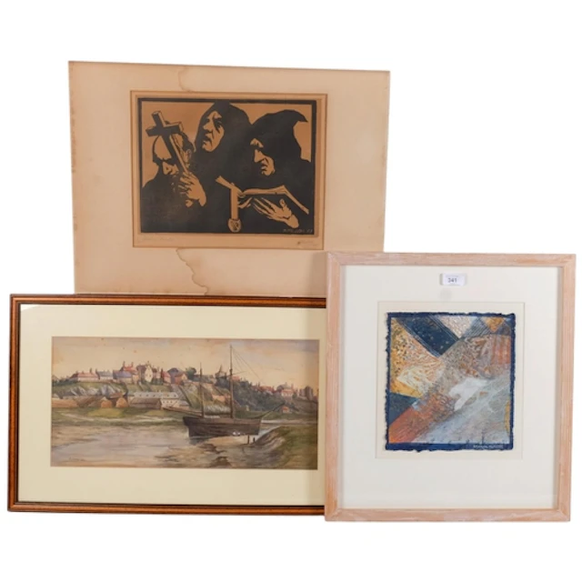 Brenda Hartill, mixed media, "Land XIX", 48cm x 44cm, framed...