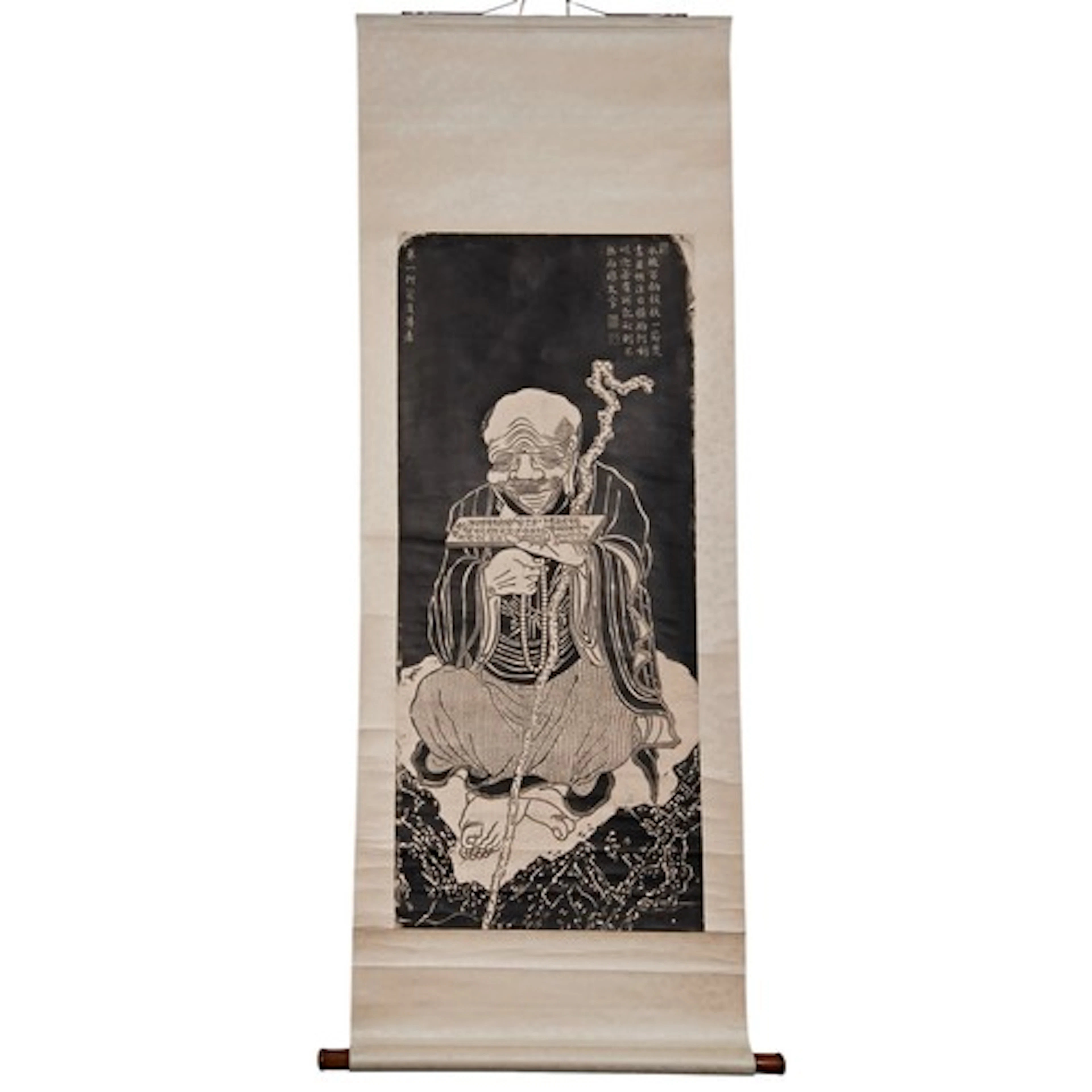 AN INK RUBBING OF ĀNANDA, FIRST VENERABLE DISCIPLE OF THE BU...