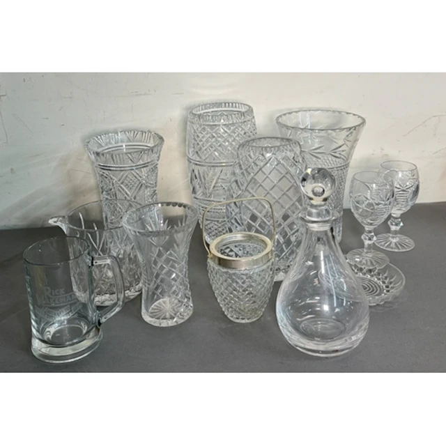 A selection of cut glass and some crystal vases, some presen...