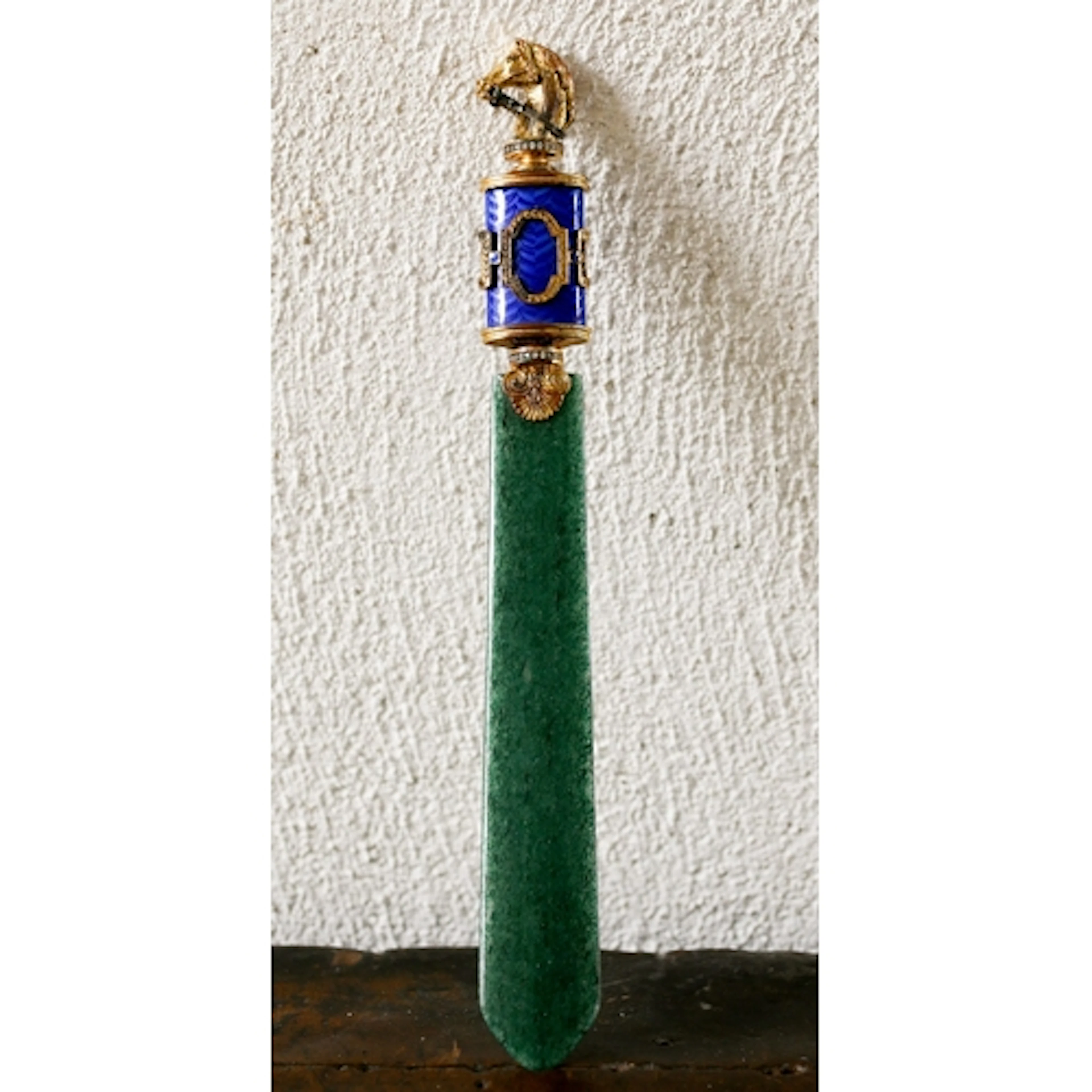 Faberge Letter Opened with Silver Gilt and Blue Guilloche En...