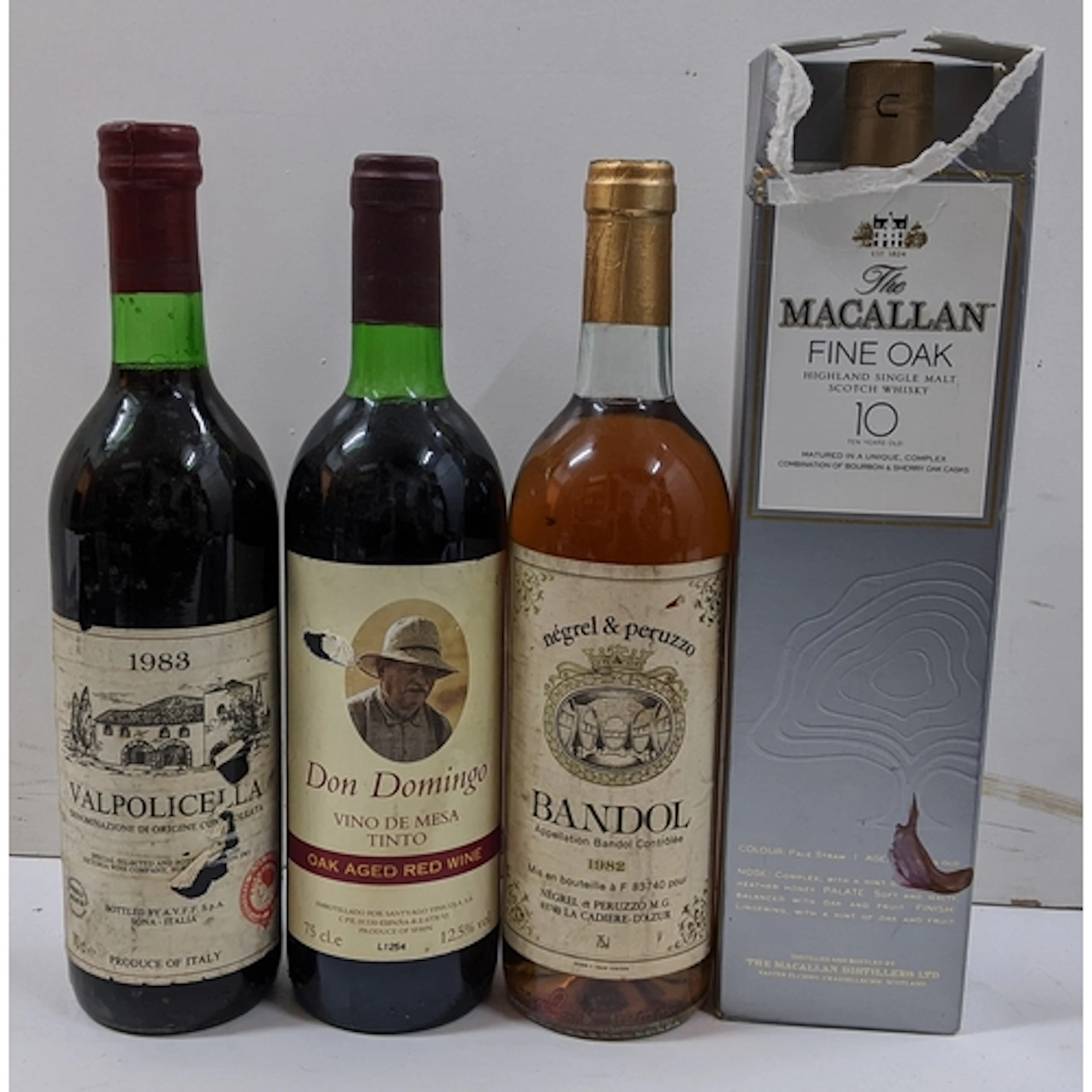 A mixed lot of vintage wine and whisky, comprising: 1983 Val...
