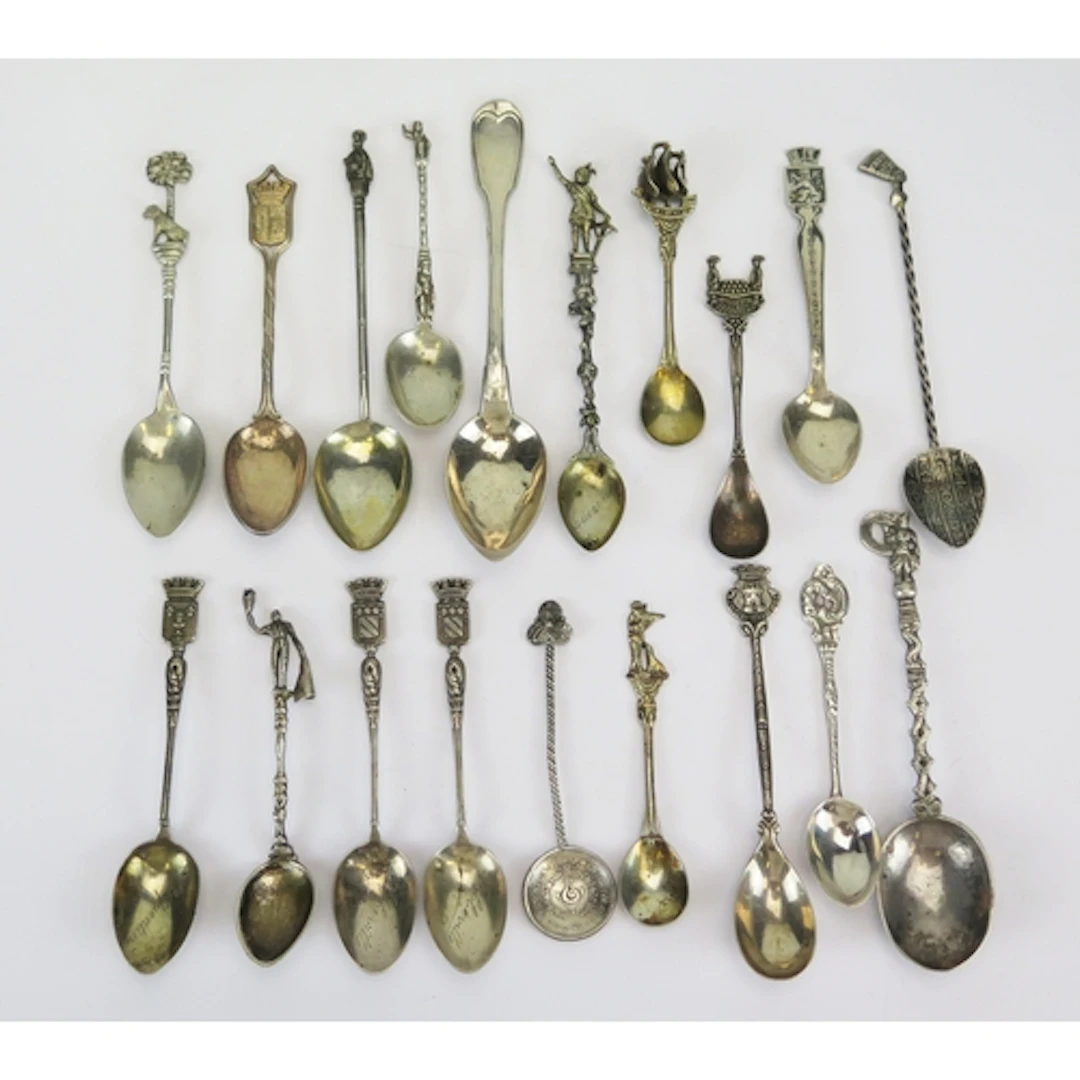 Assorted silver and white metal spoons, various makers, grad...