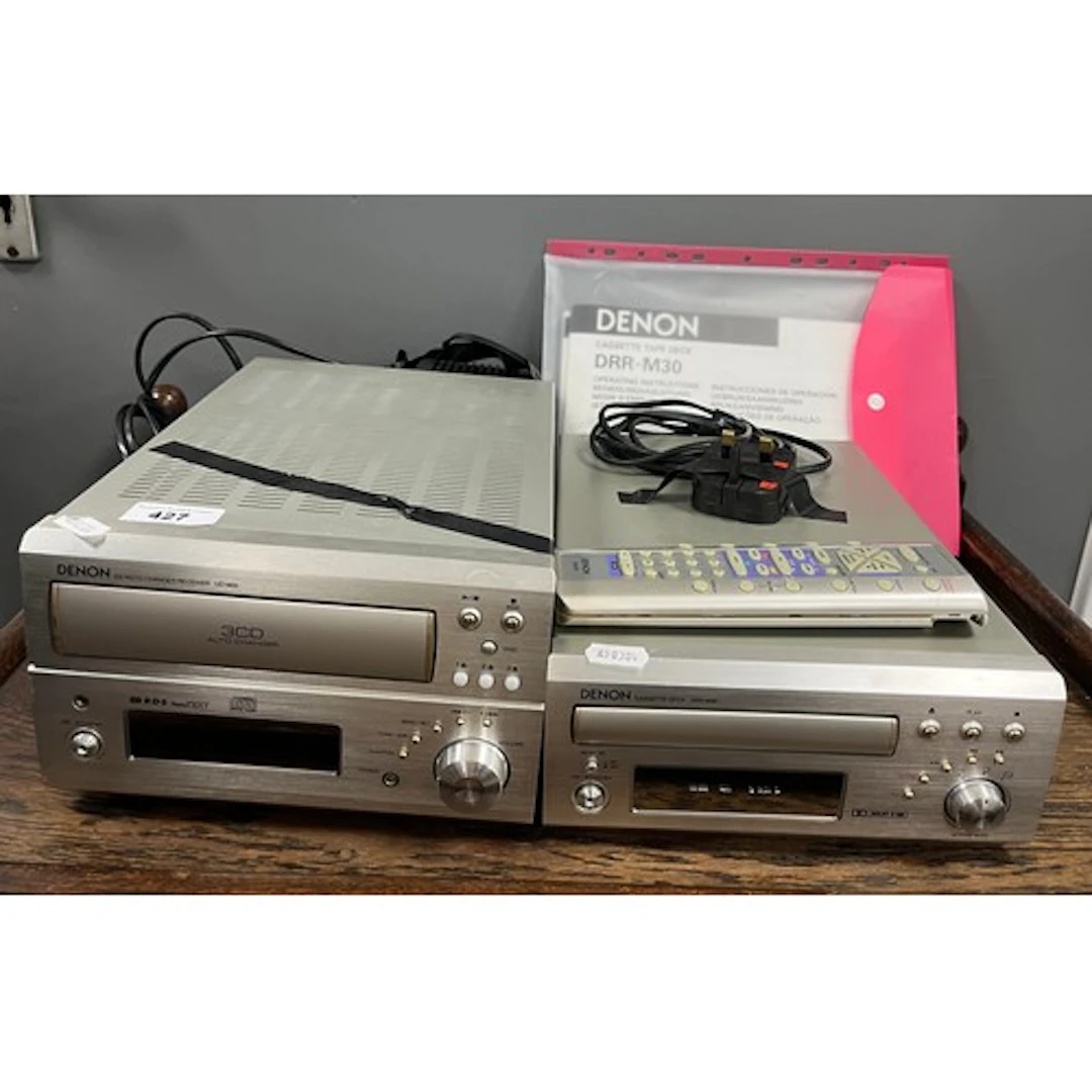 Denon cassette tape deck and CD auto changer.