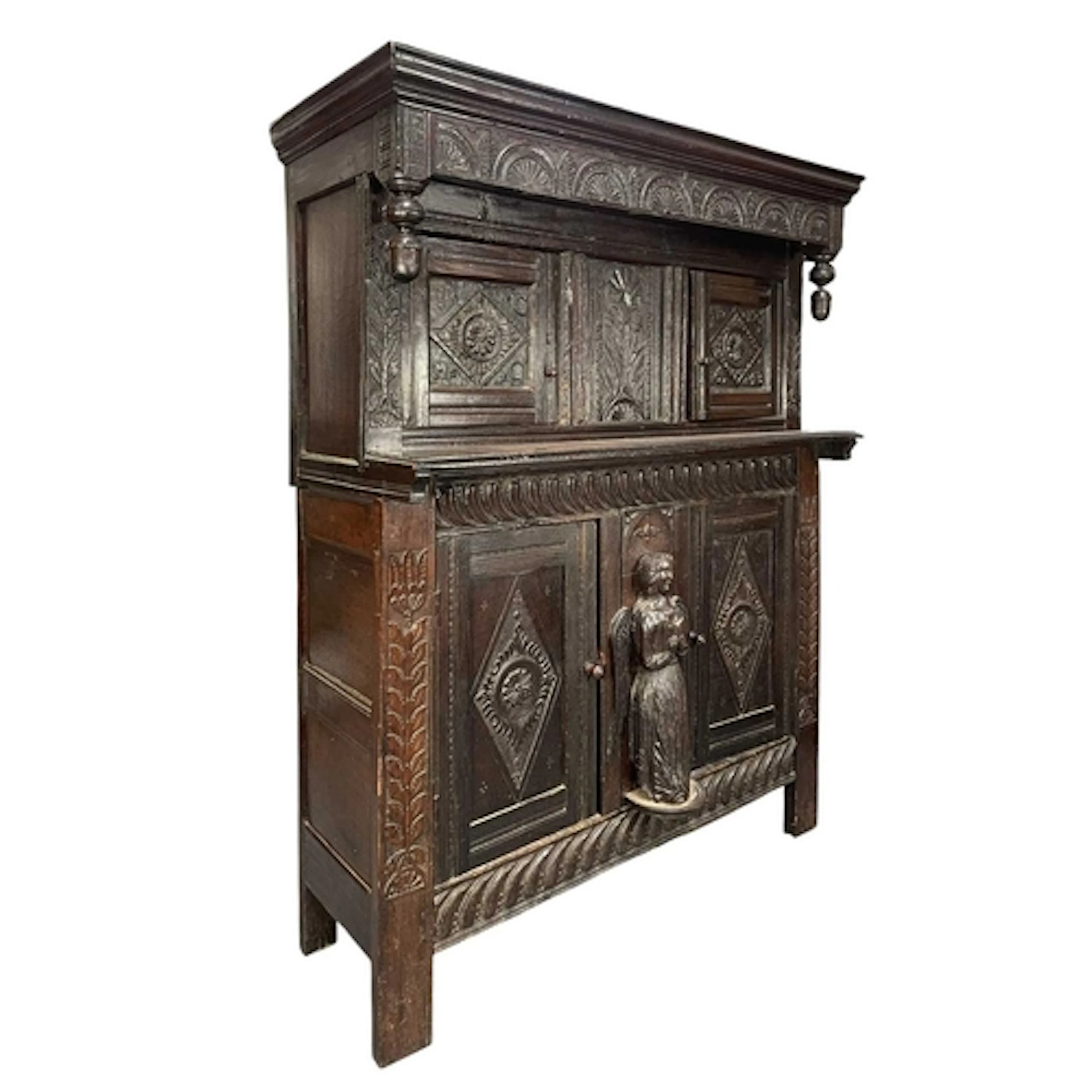 A Flemish 17th century carved oak court cupboard /buffet de ...
