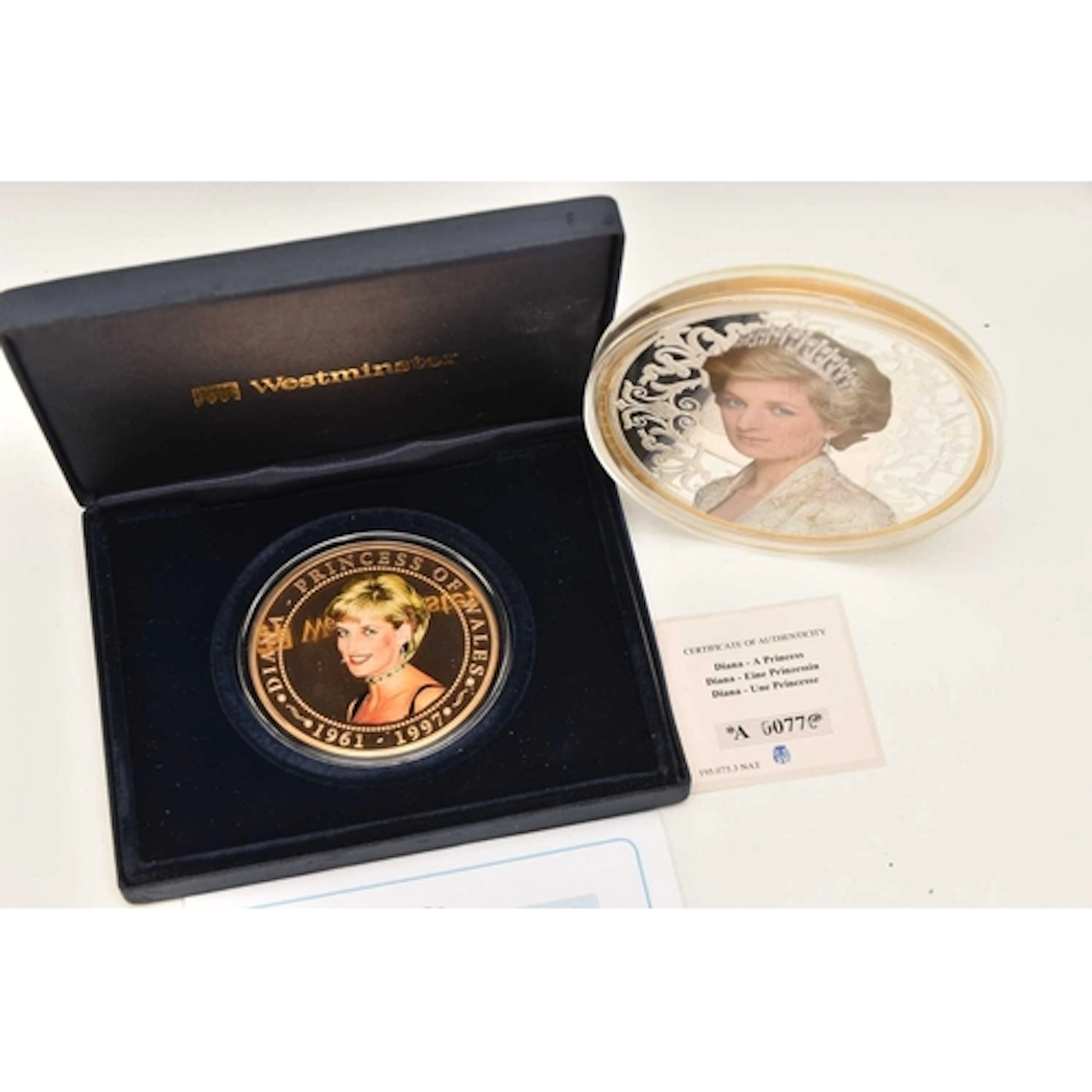 TWO PRINCESS DIANA COMMEMORATIVE COINS, to include a cased '...