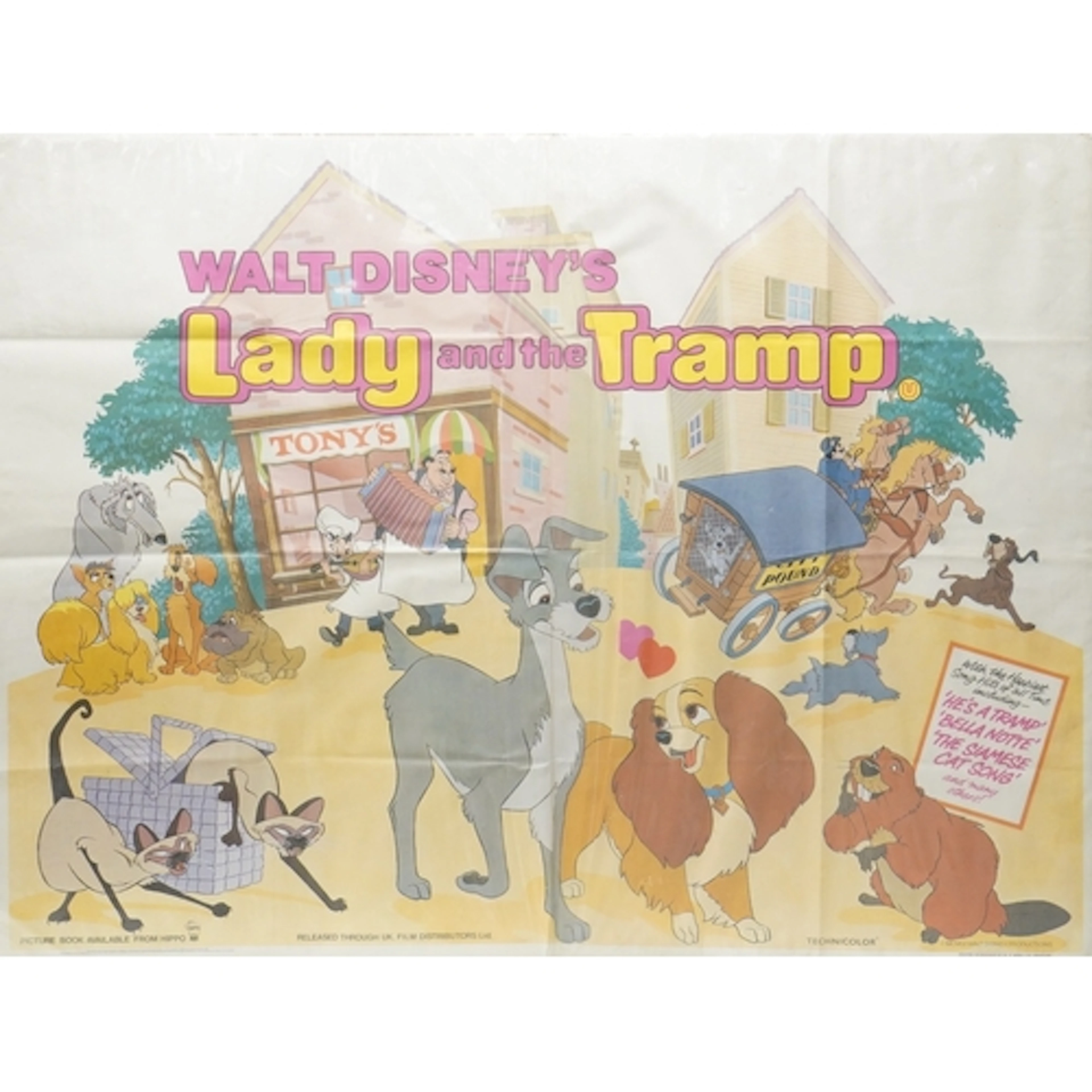 A vintage Lady and the Tramp film poster, copyright MCMLV, p...
