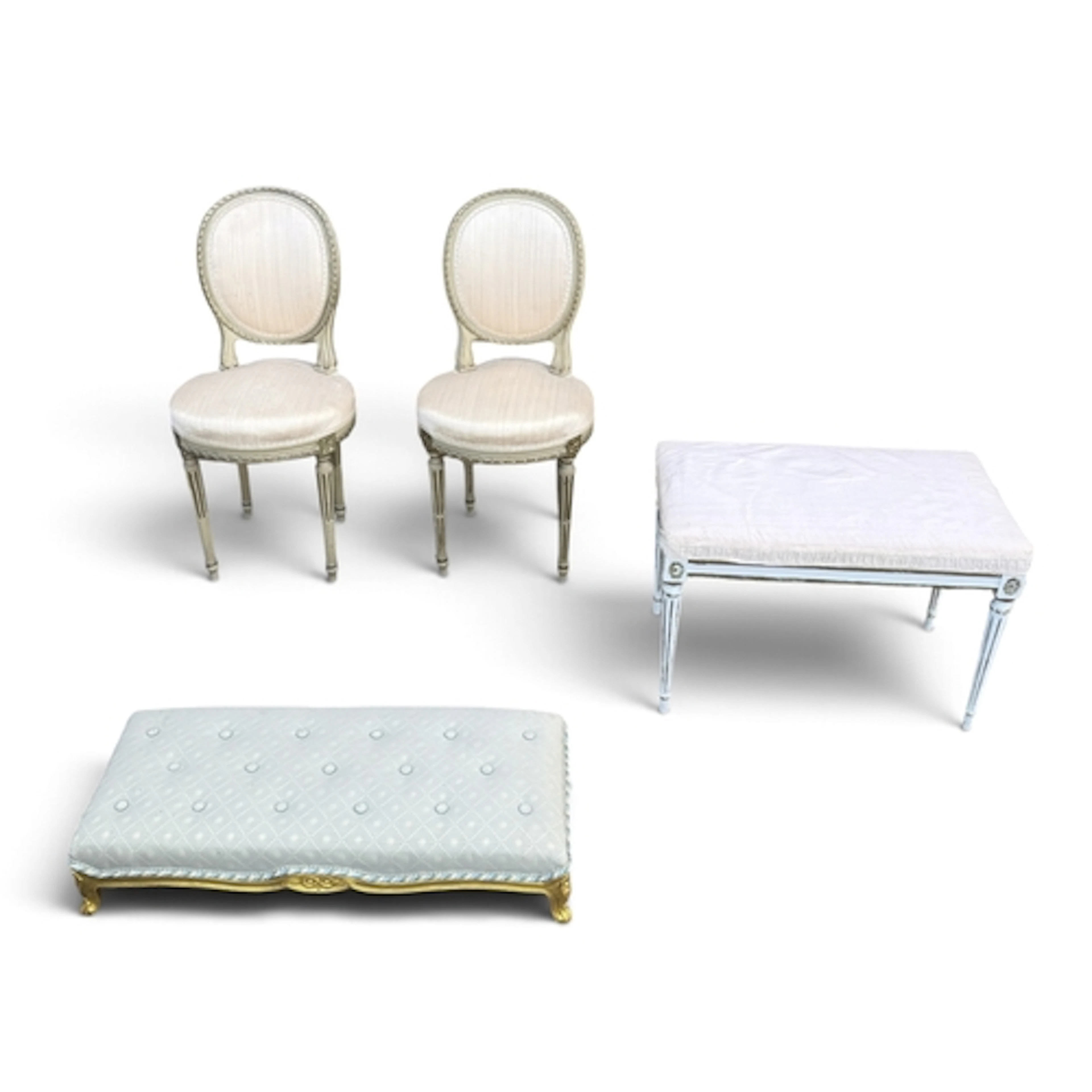 A PAIR OF REPRODUCTION LOUIS XVI STYLE SIDE CHAIRS The grey ...