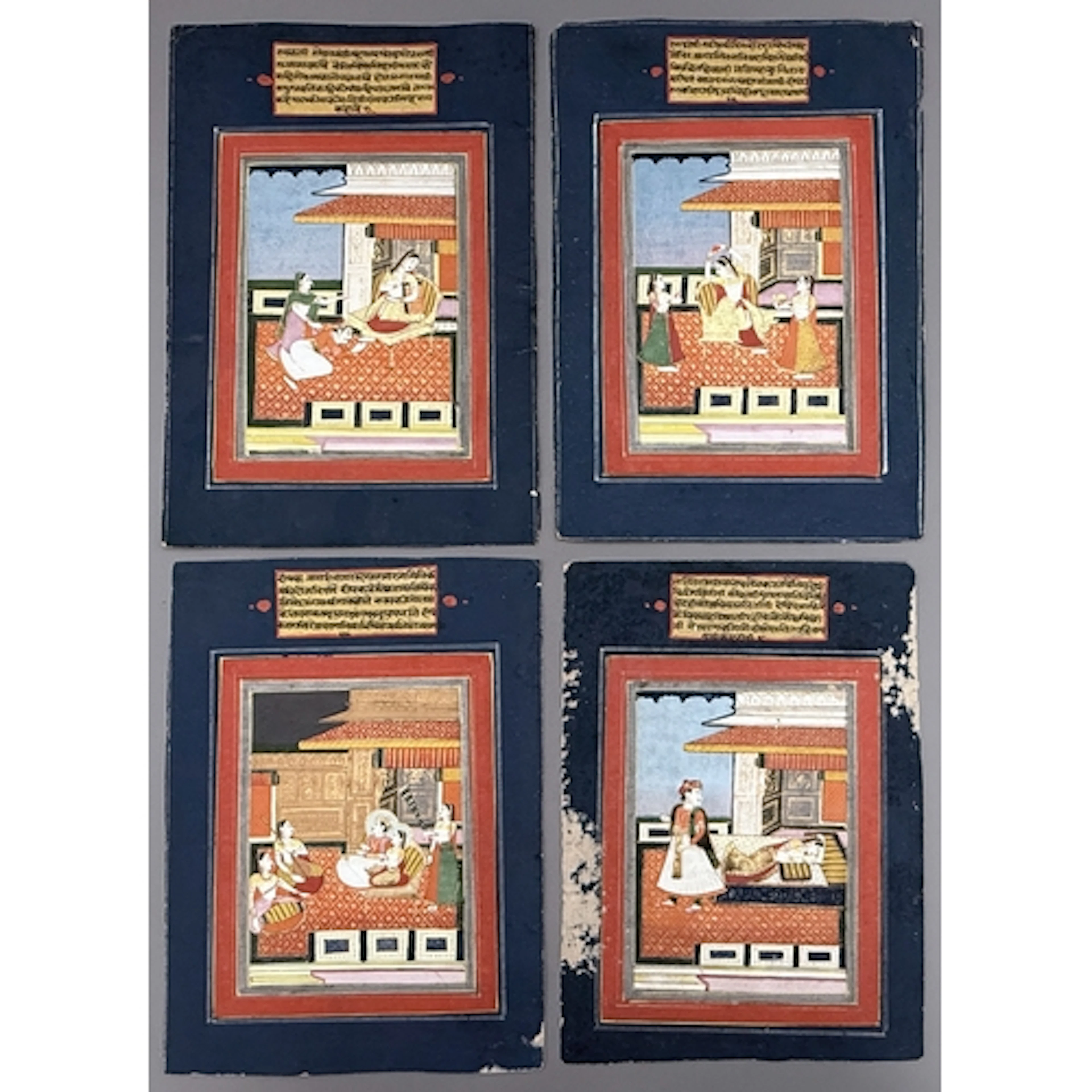 A set of four Indian School miniature paintings from a Ragam...