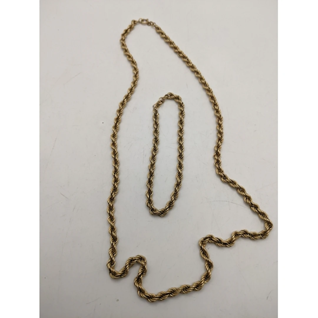 A 9ct yellow gold rope twist chain necklace, 12.6g, date let...
