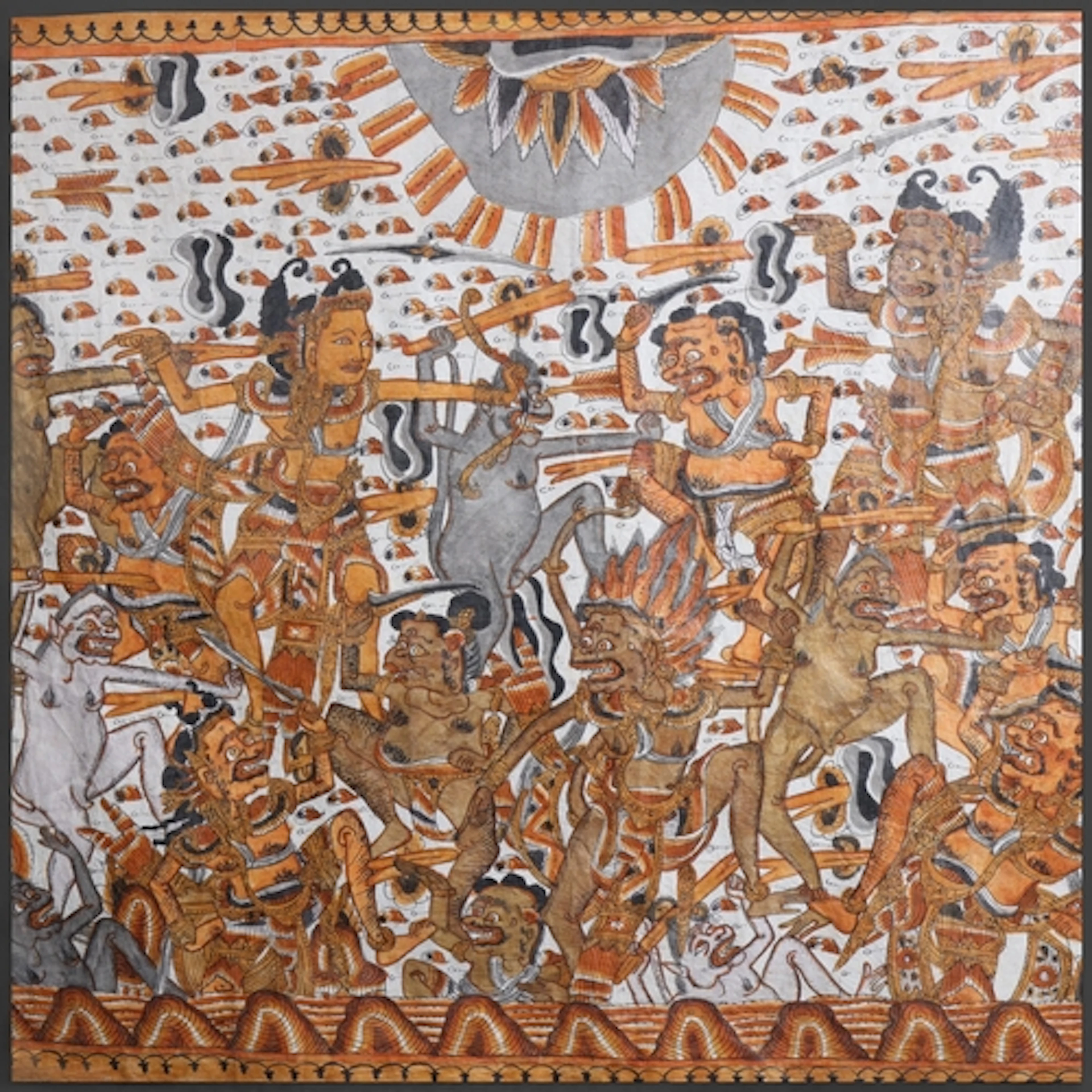 Balinese Kamasan painting of Ramayana, ink and watercolor on...