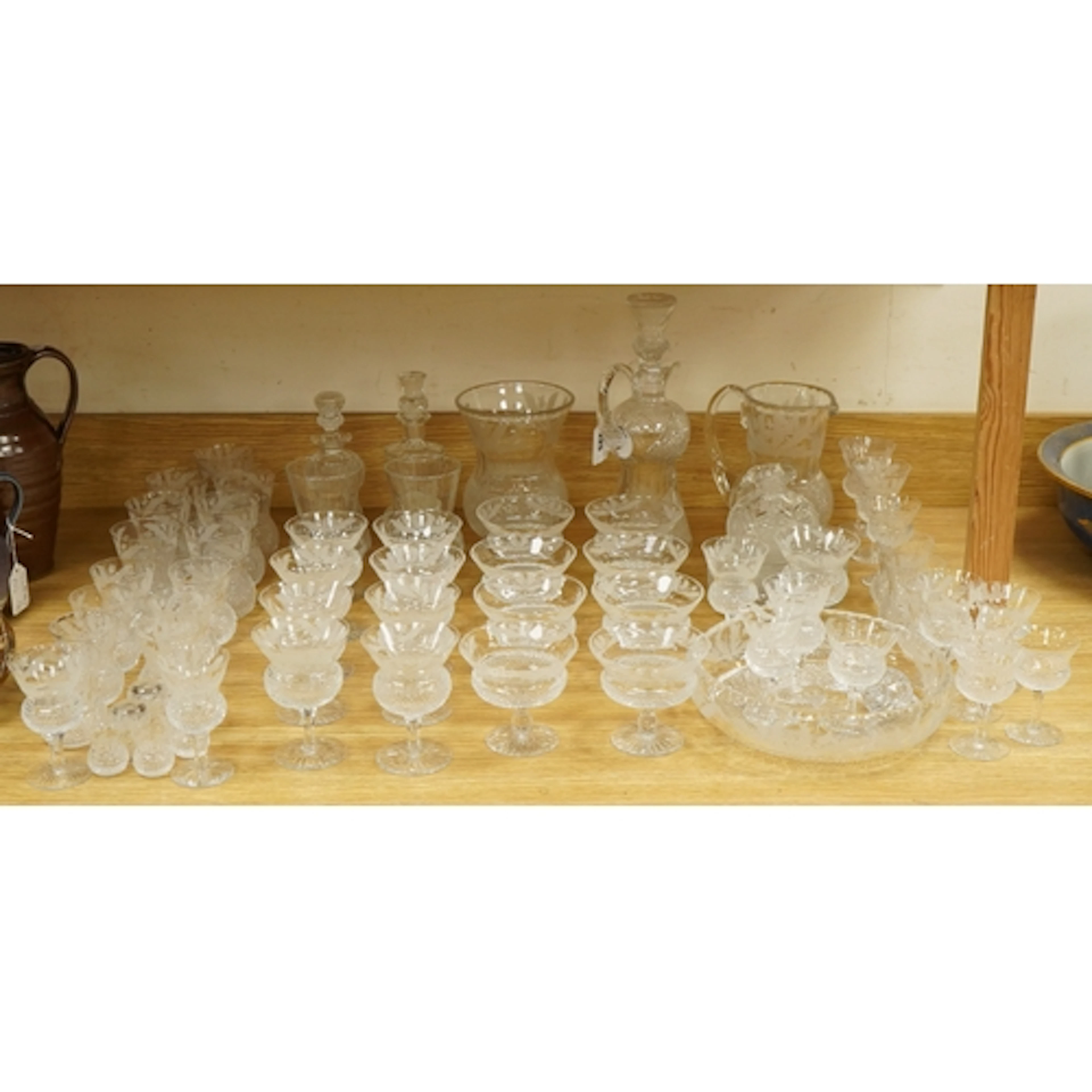 A suite of Edinburgh crystal thistle pattern glass, approxim...