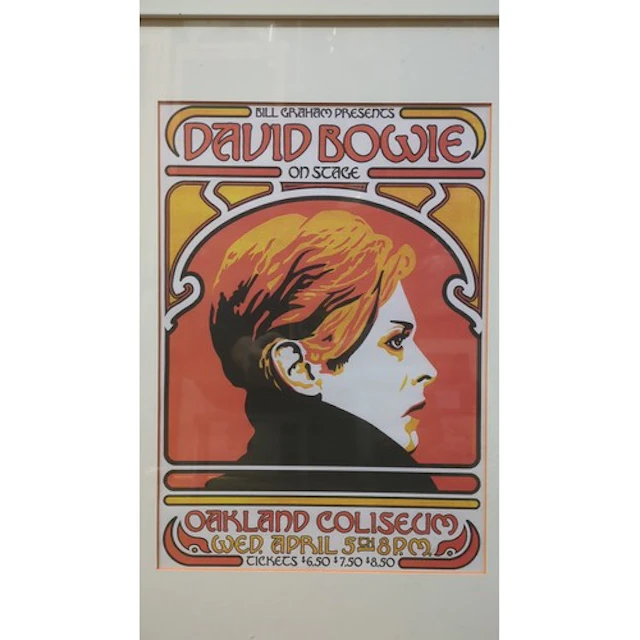 Framed reproduction David Bowie concert poster advertising h...