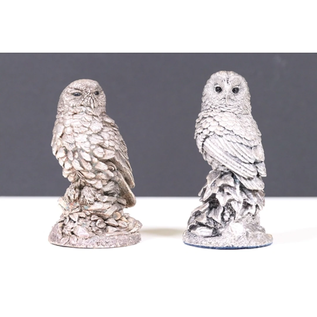Two Country Artist hallmarked silver filled owl ornaments t...