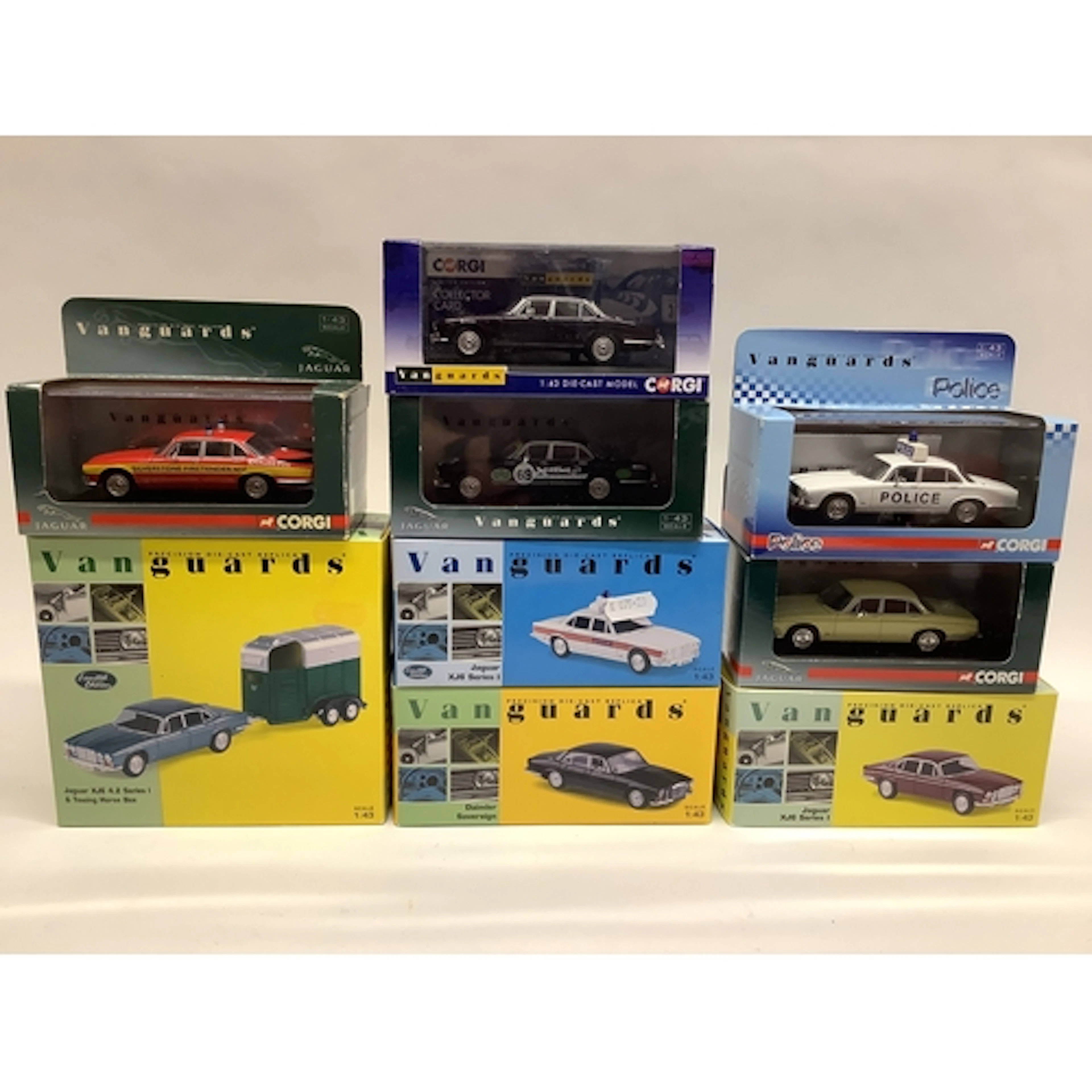 Nine Lledo, Corgi Vanguard 1:43rd scale diecast model Jaguar...