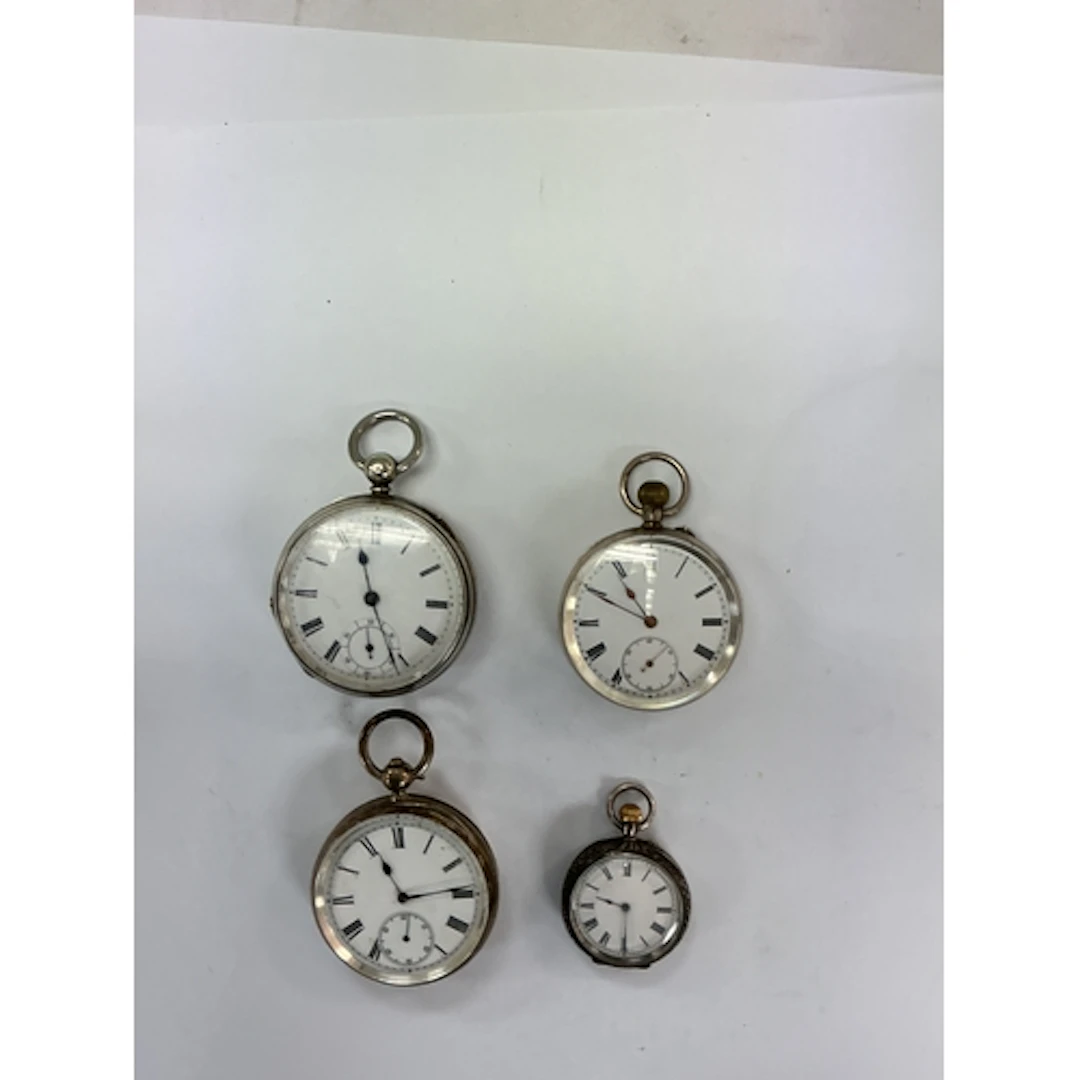 Three silver cased pocket watches, one having Swiss movement...