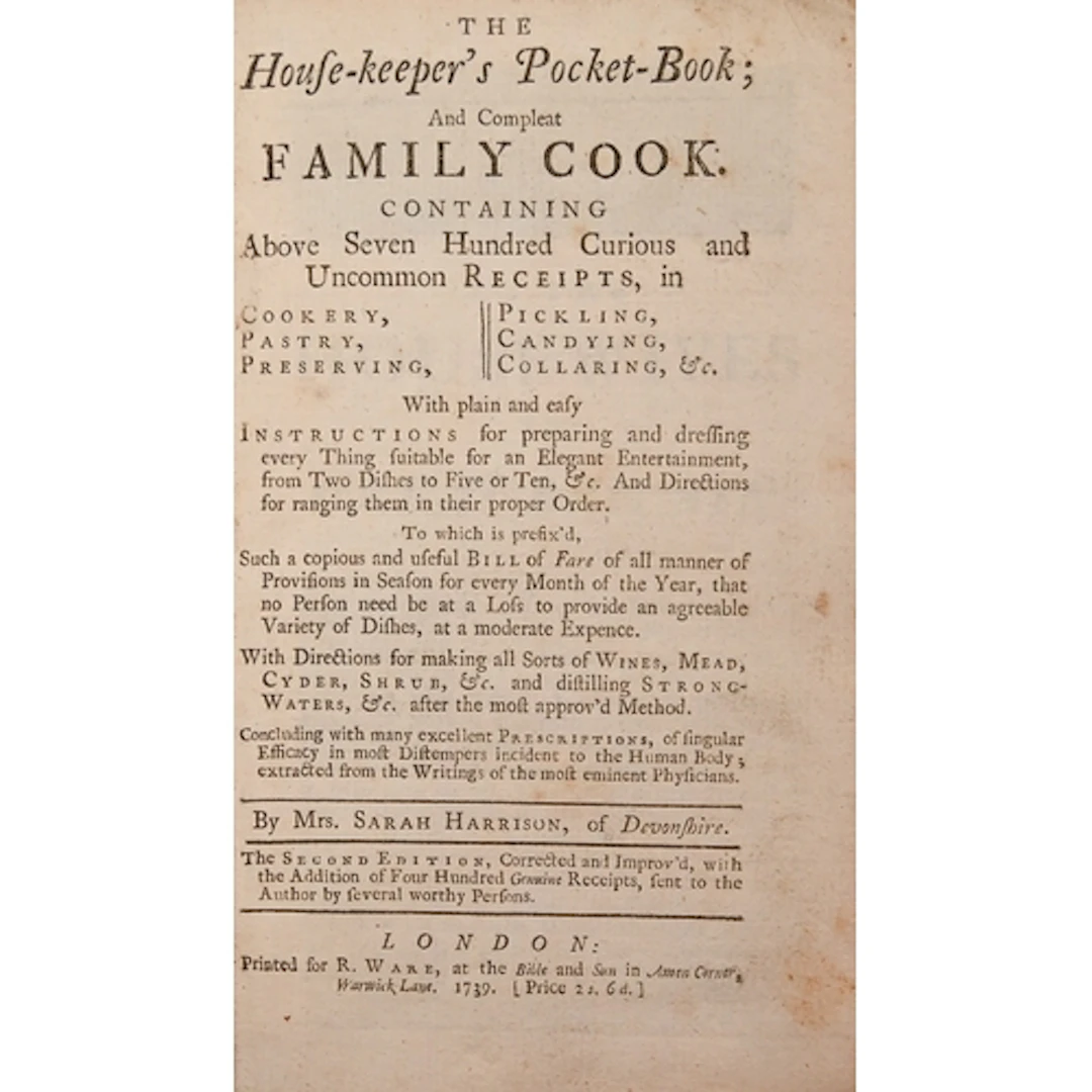 Cookery. Harrison (Mrs. Sarah, of Devonshire), The House-kee...