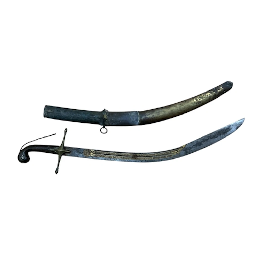 A 19th century Turkish sabre kilij, broad, curved, single ed...