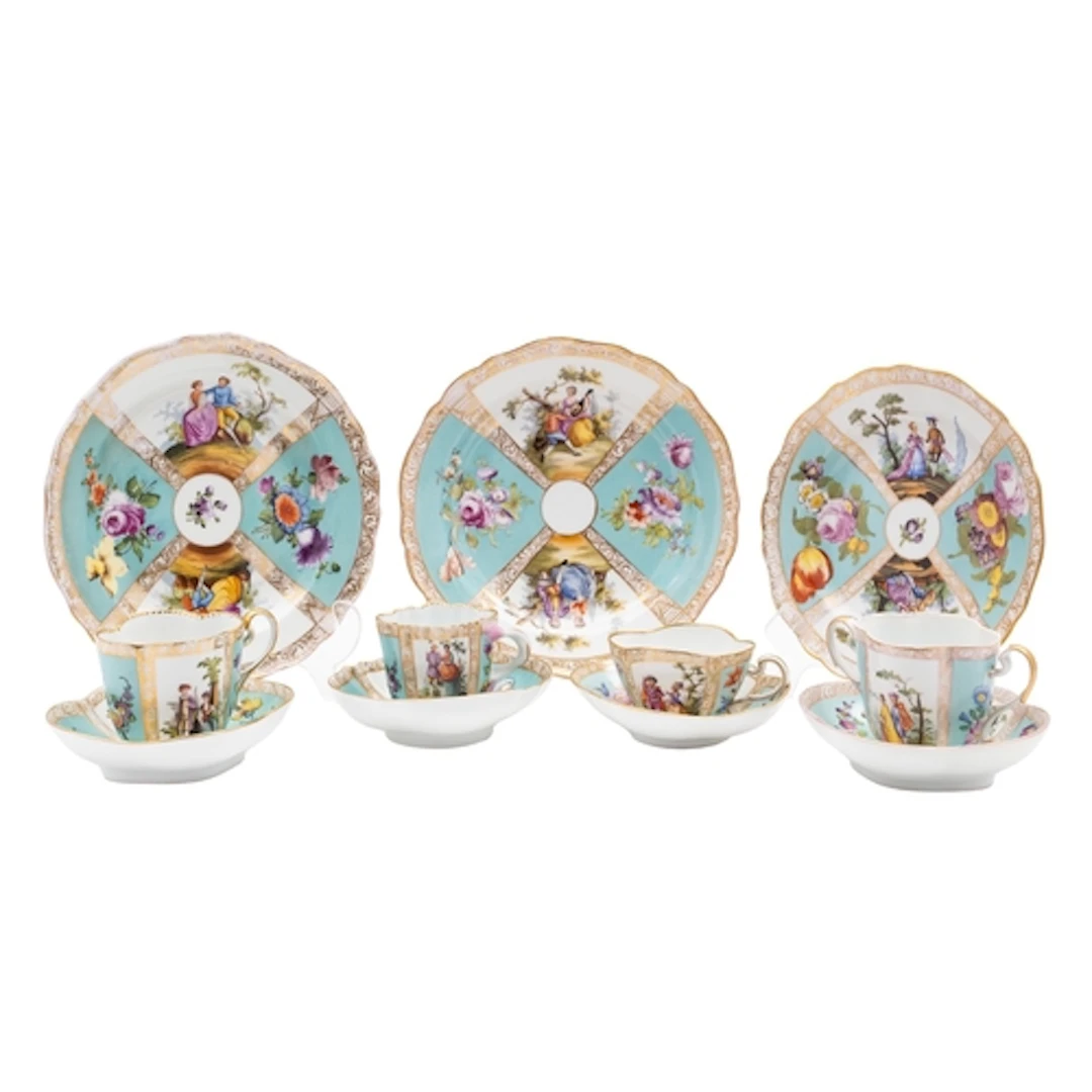 A quantity of late Meissen and Dresden porcelain, late 19th/...