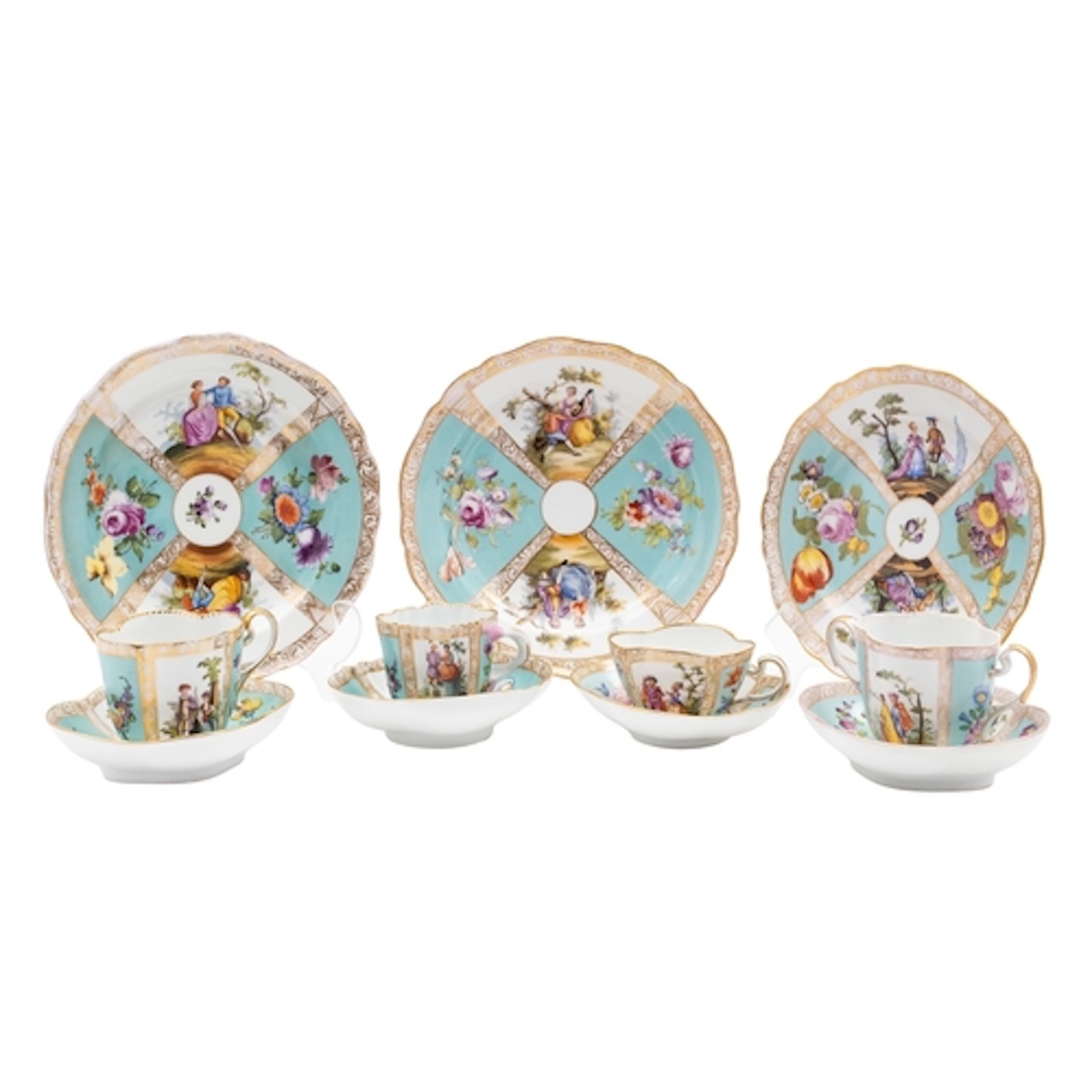 A quantity of late Meissen and Dresden porcelain, late 19th/...
