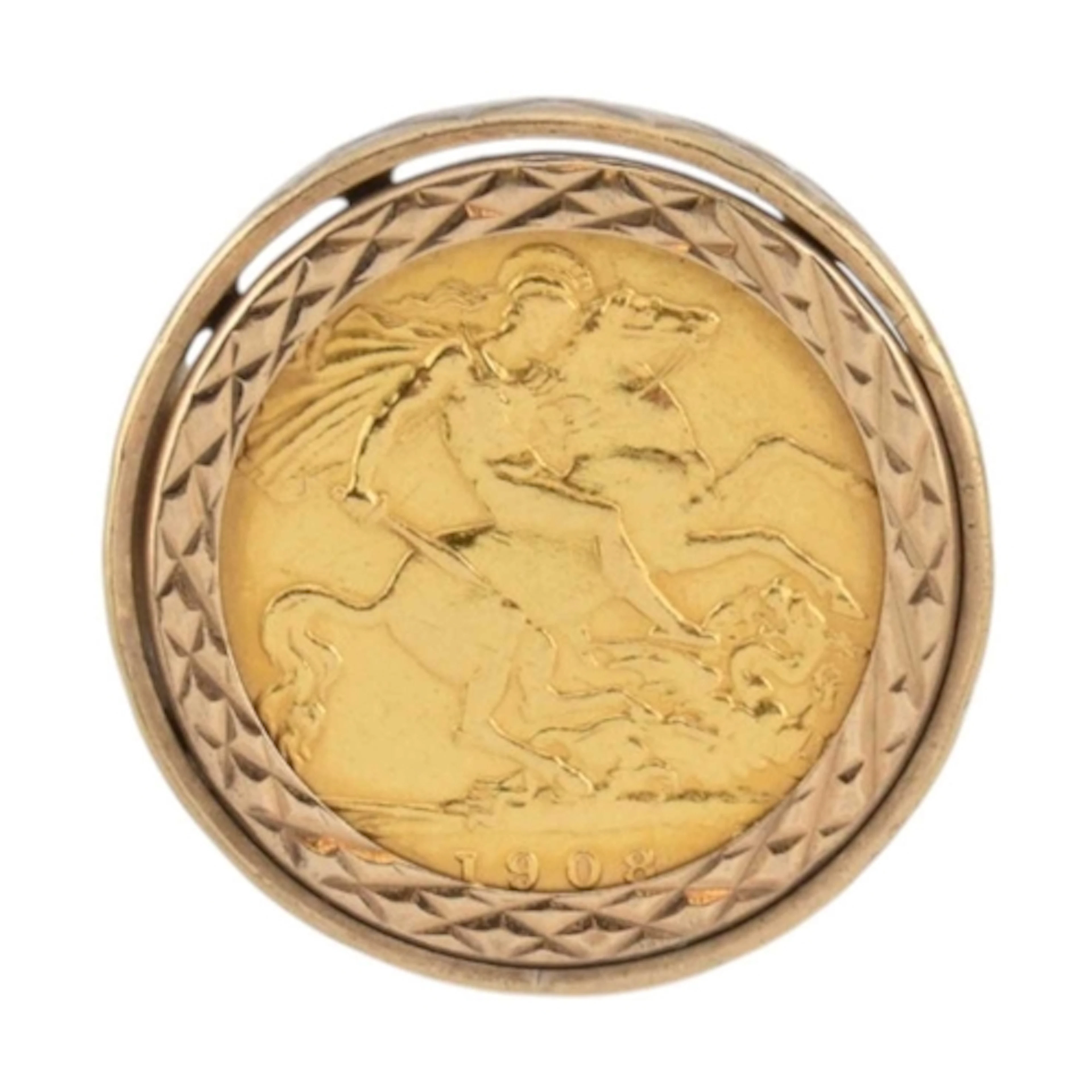 A hallmarked 9ct gold sovereign ring. A 1909 Edward VII full...