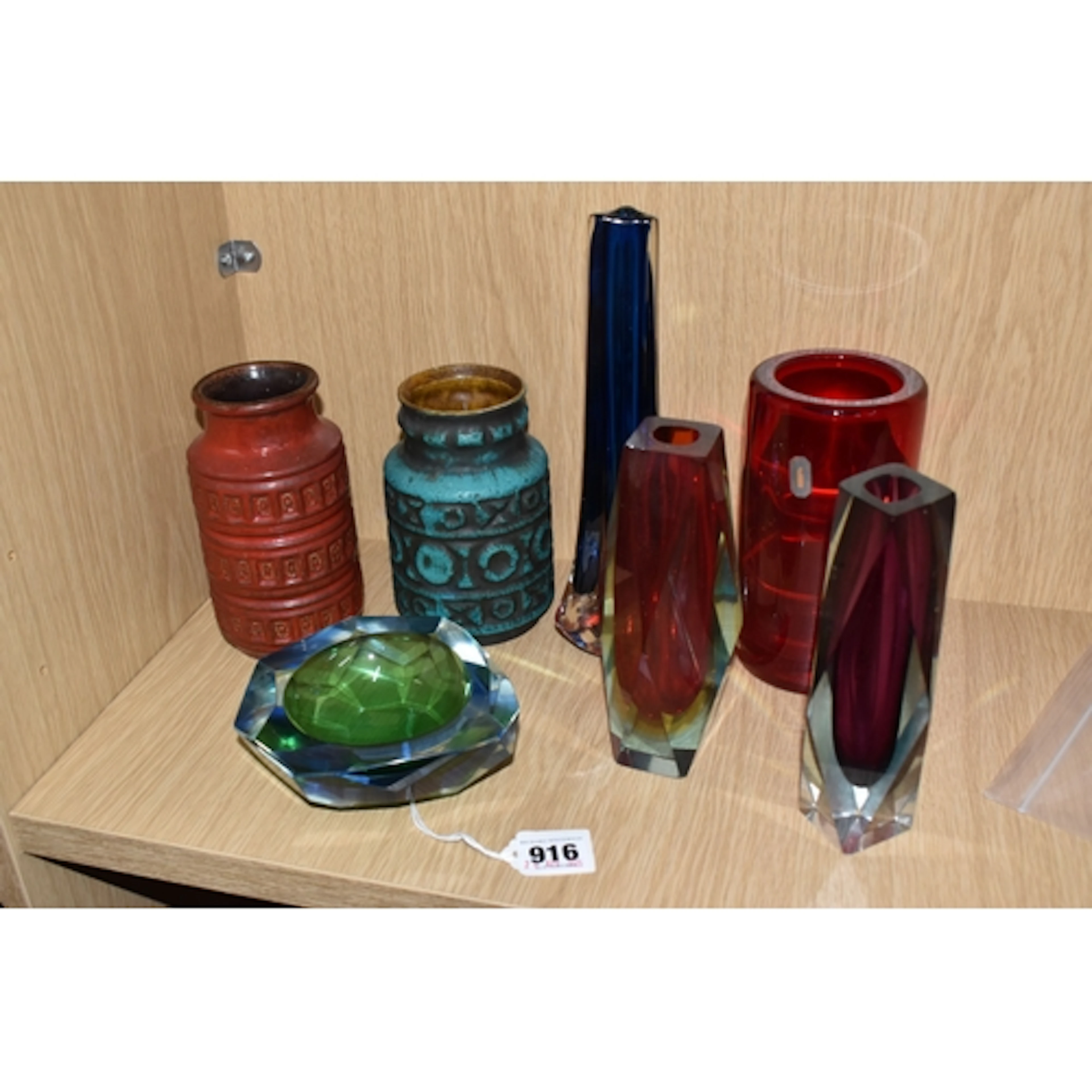 A GROUP OF MID-20TH CENTURY GLASS AND CERAMIC VASES to inclu...