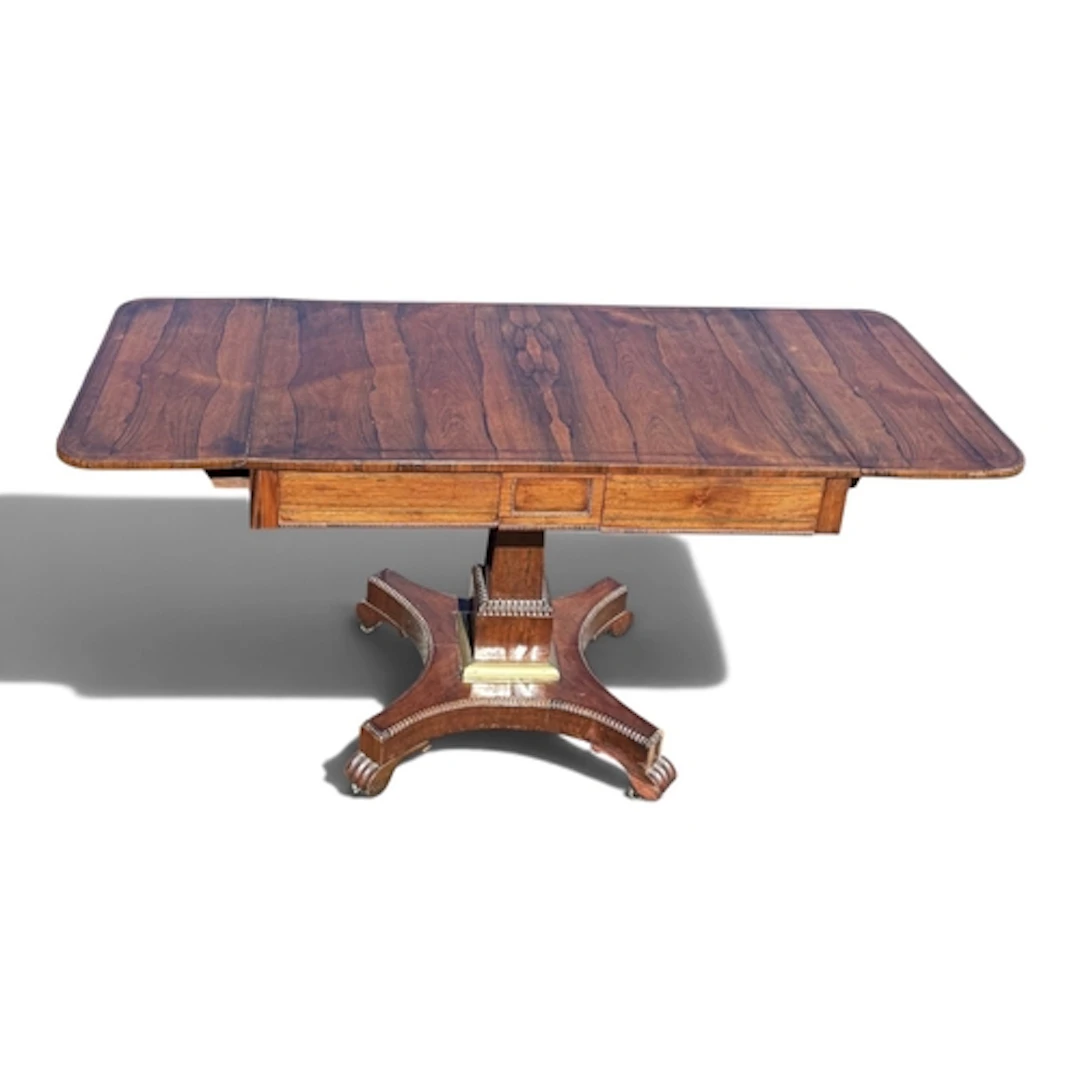 A REGENCY ROSEWOOD SOFA TABLE 74cm (H) x 146cm W (extended) ...