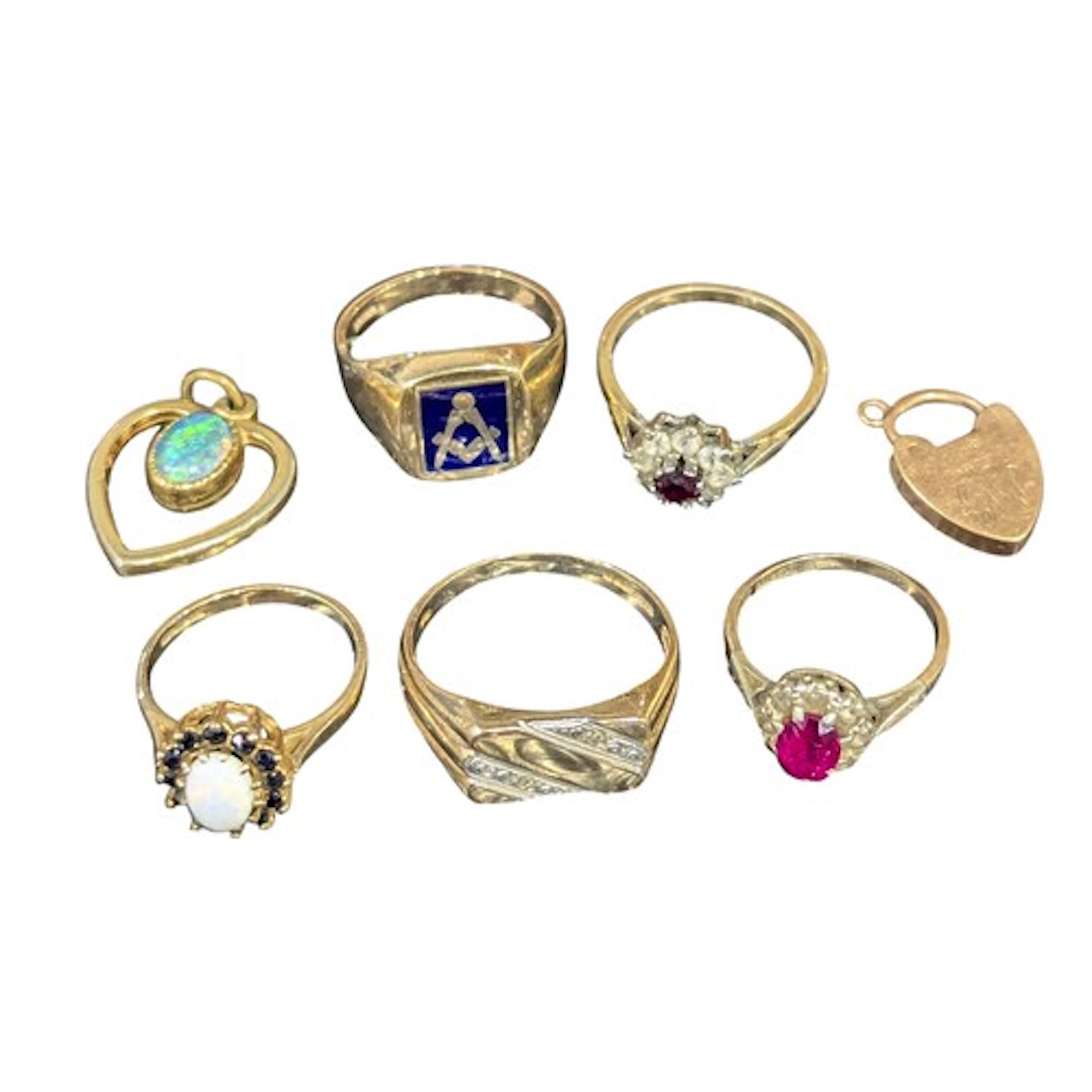A 9ct gold Masonic signet ring, applied with an enamel blue ...