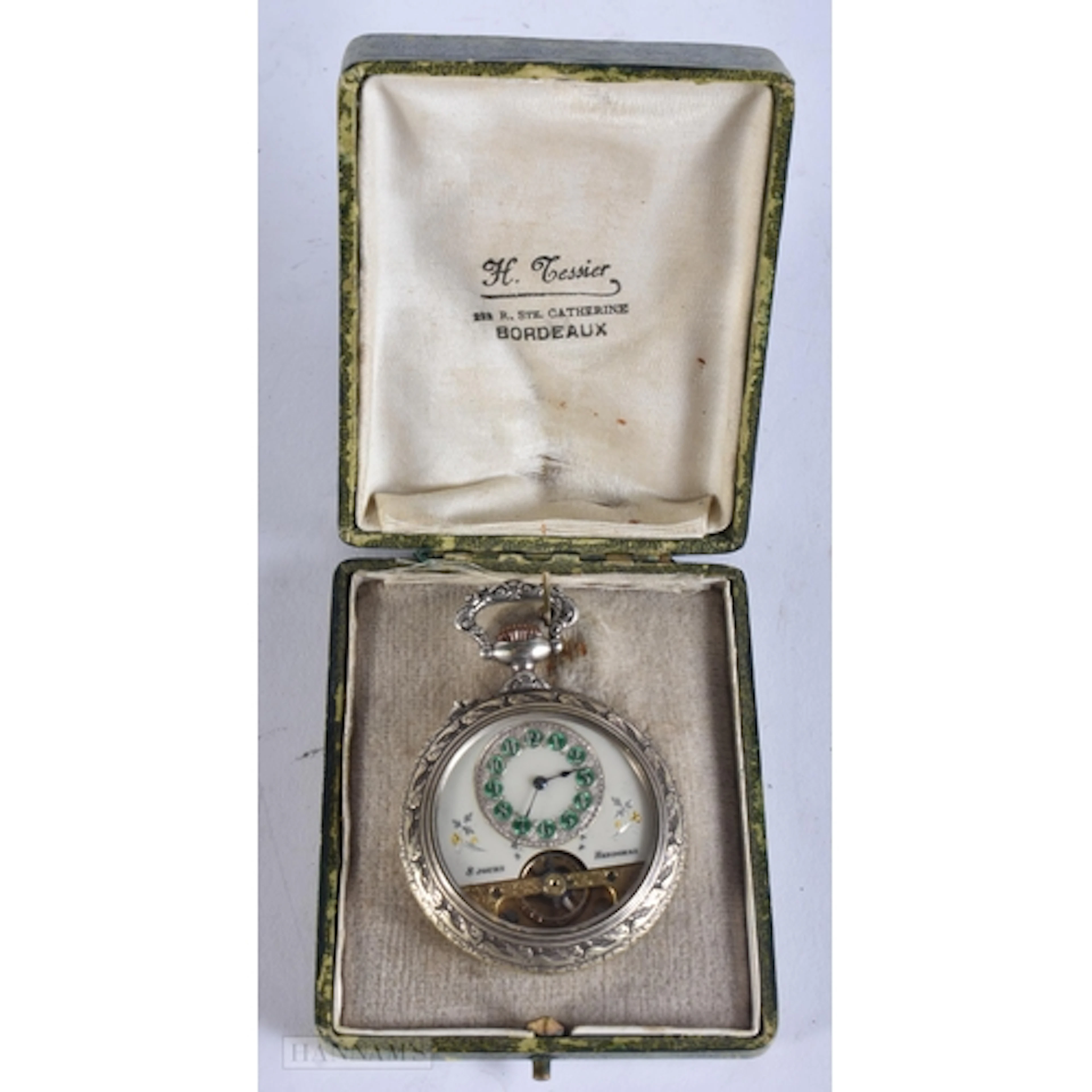 AN ANTIQUE GUN HUNTING HEBDOMAS POCKET WATCH. Running. 5 cm ...