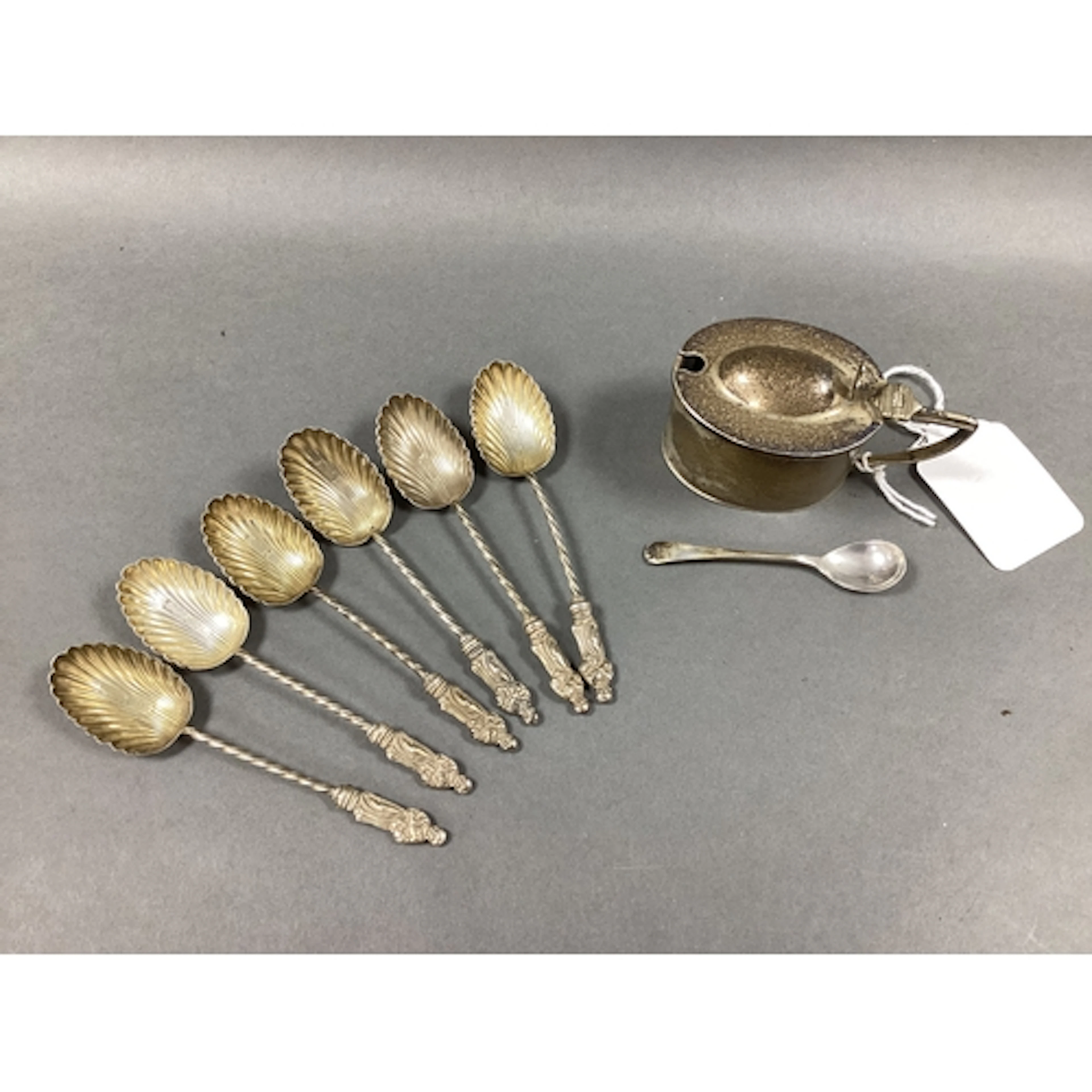 A Set of Six Hallmarked Silver Apostle Spoons, with shell bo...