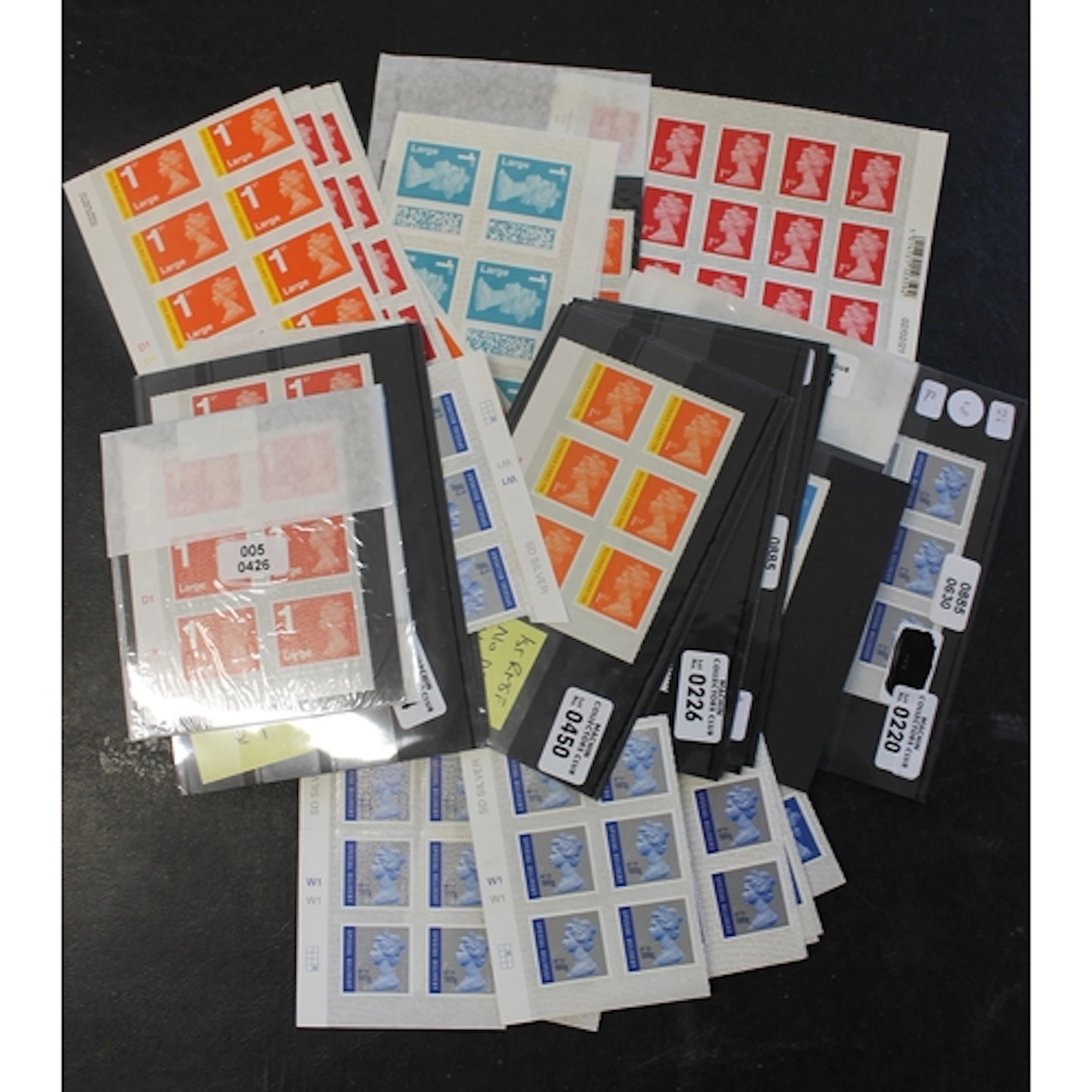 A collection of Machin NVIs in cylinder blocks on stockcards...