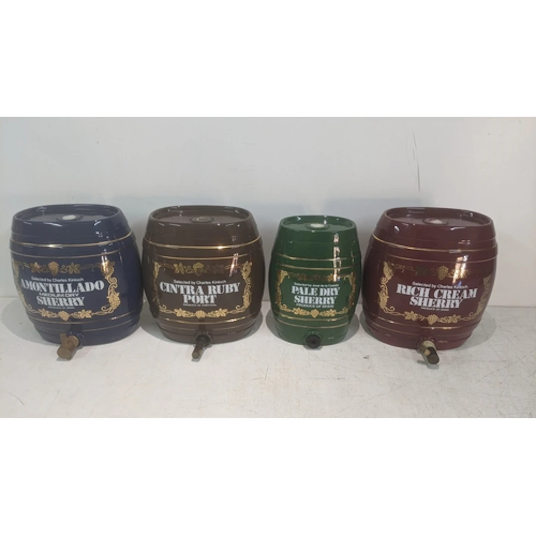 Four ceramic pub sherry barrels Location: If there is no con...
