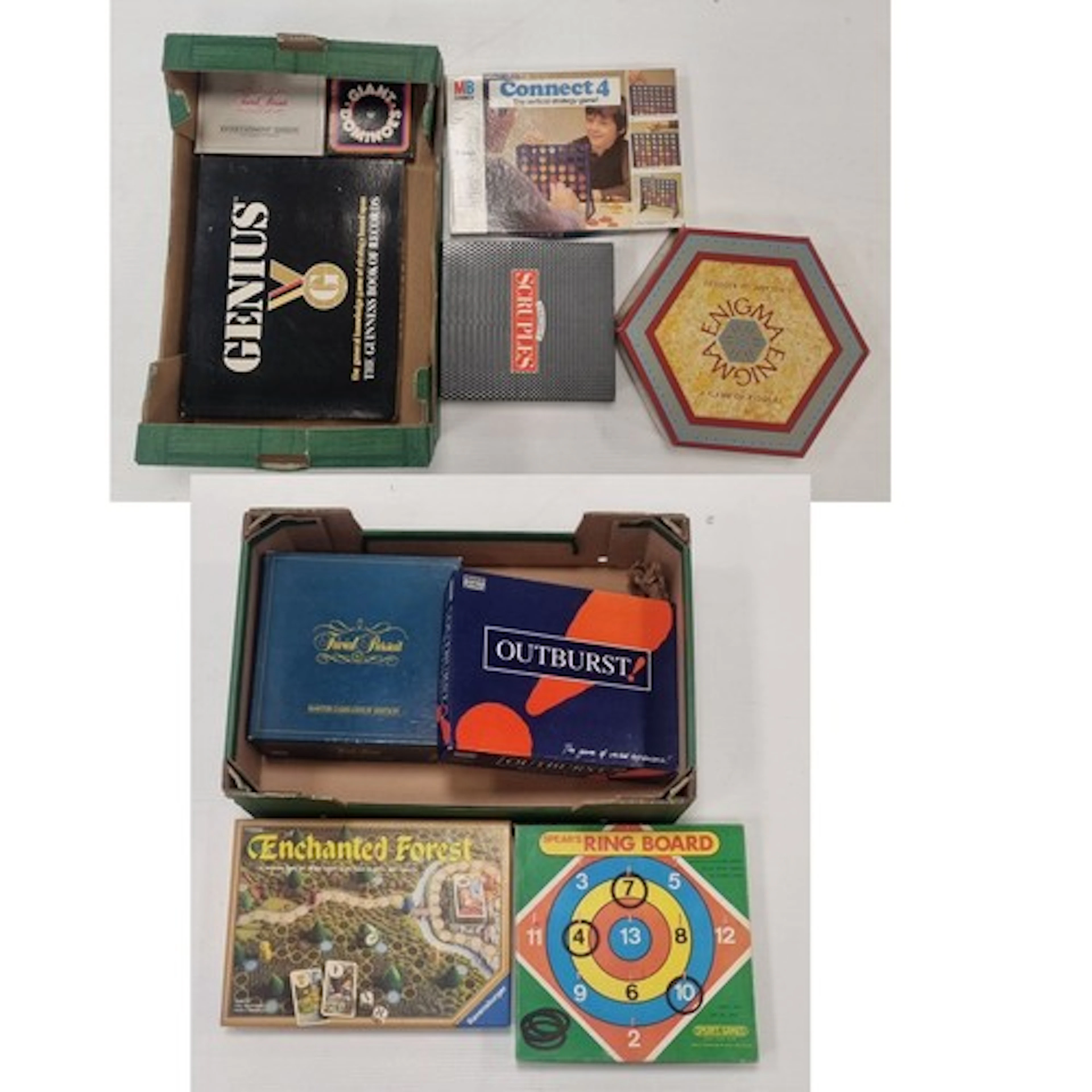 Lot of 6x Board Games: Trivial Pursuit, Outburst!, Enchanted...