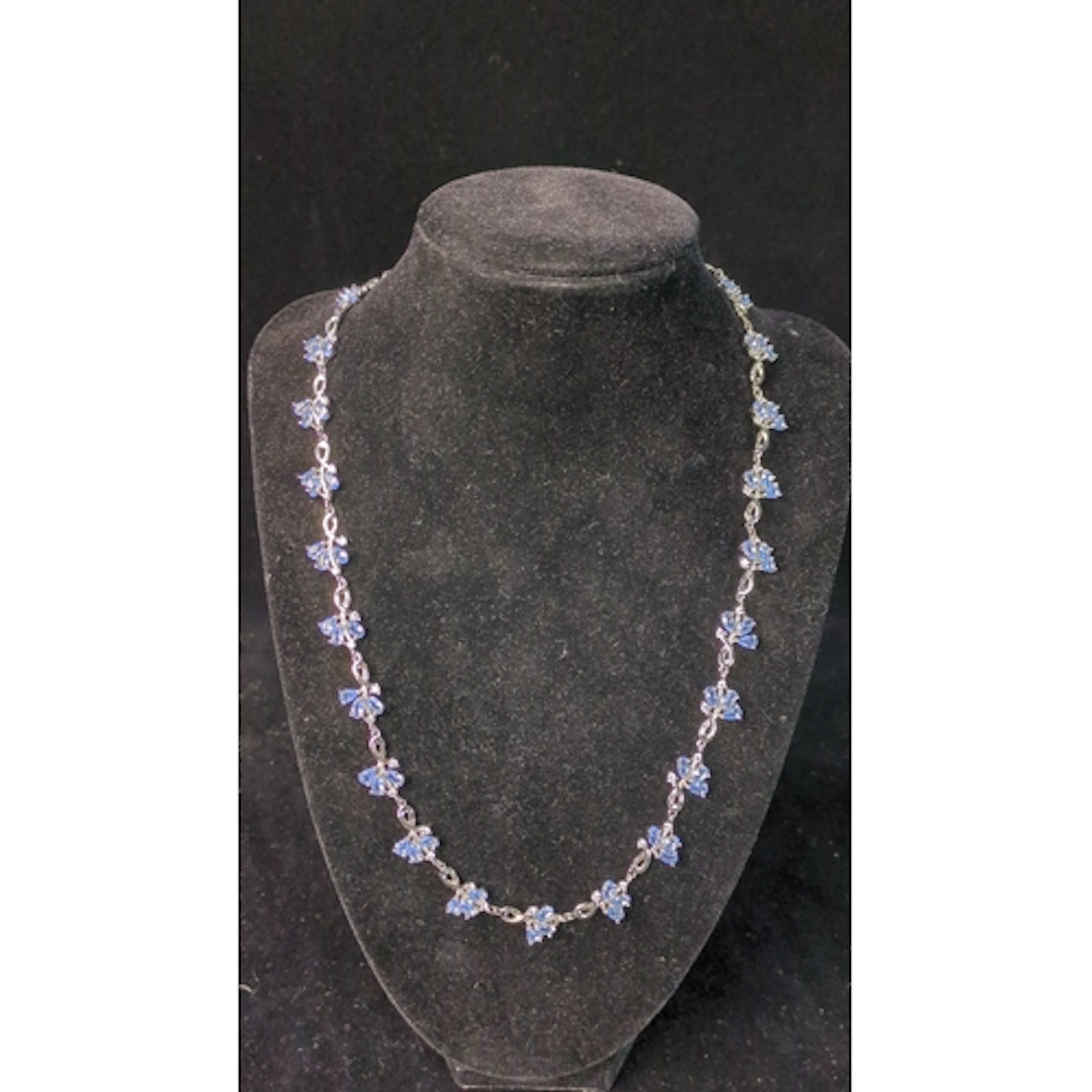Sterling silver necklace with scrolling links alternating wi...