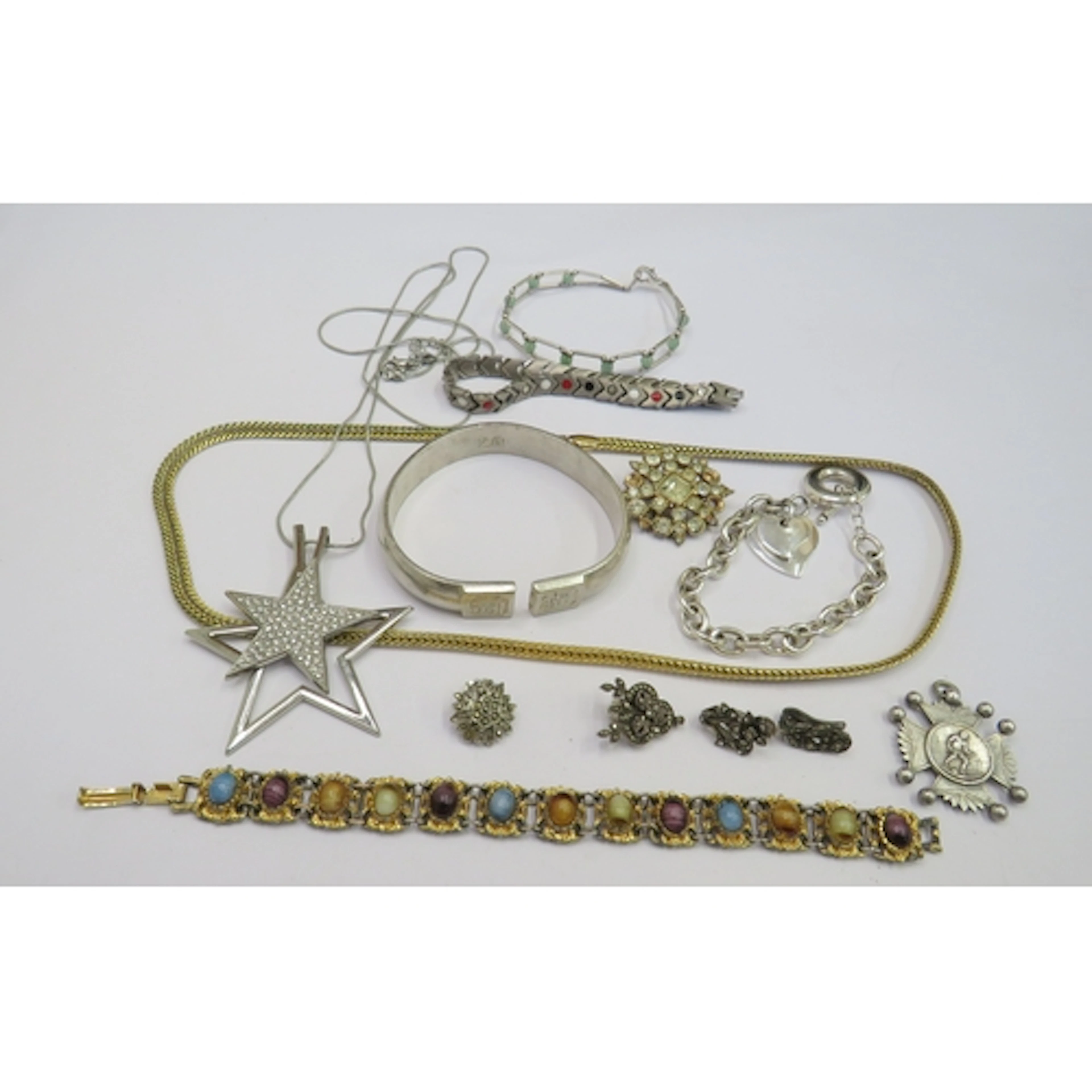 Costume Jewellery incl. Chinese white metal bracelet, gilt c...