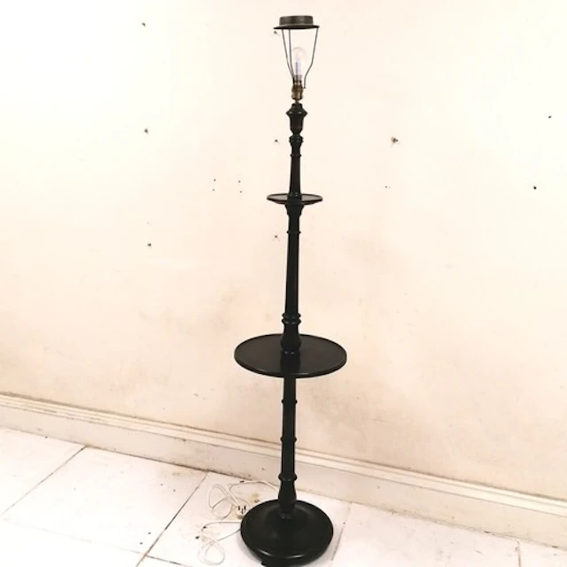 Antique mahogany lamp standard with circular table detail - ...