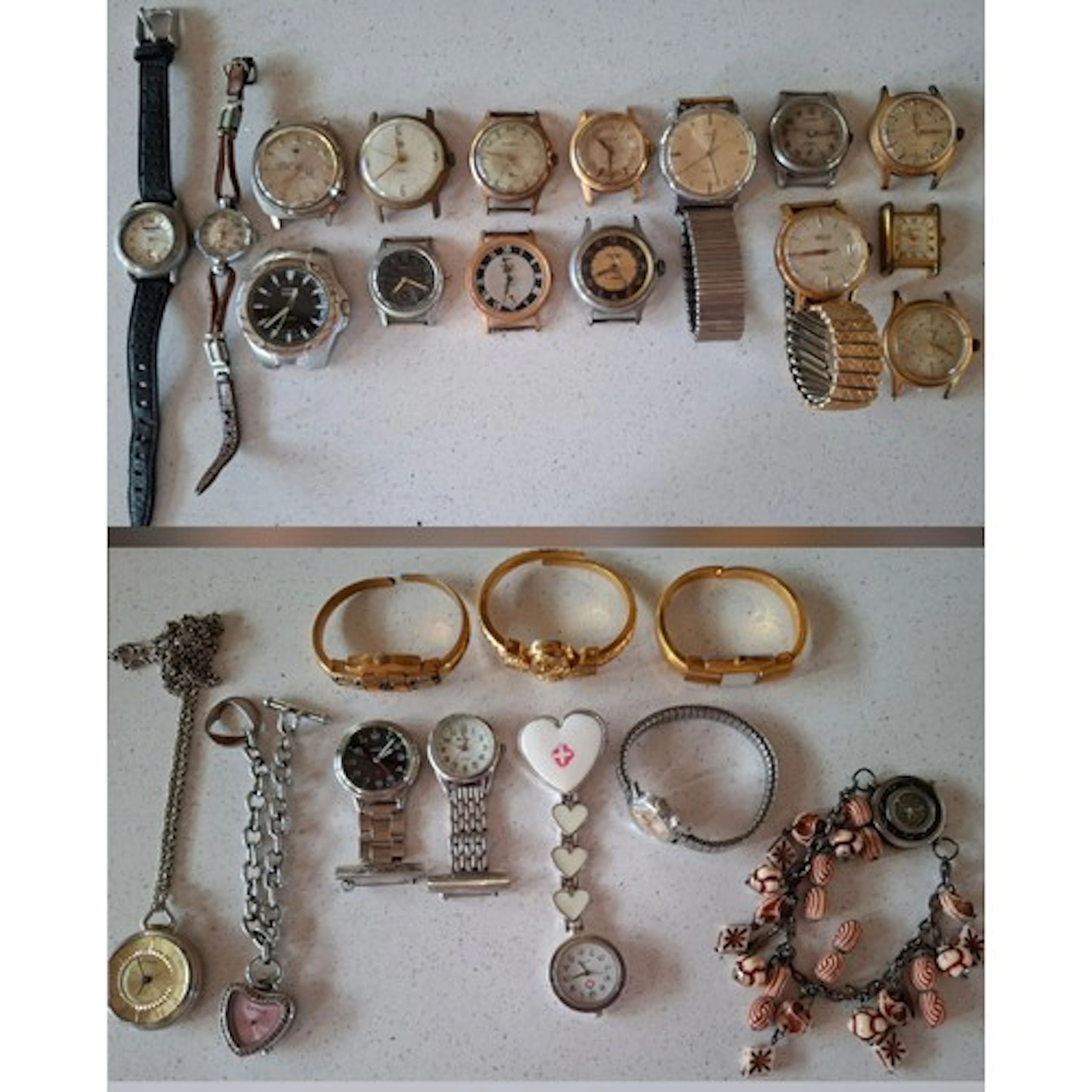 A quantity of vintage watch dials A/F and 4 watches A/F to i...