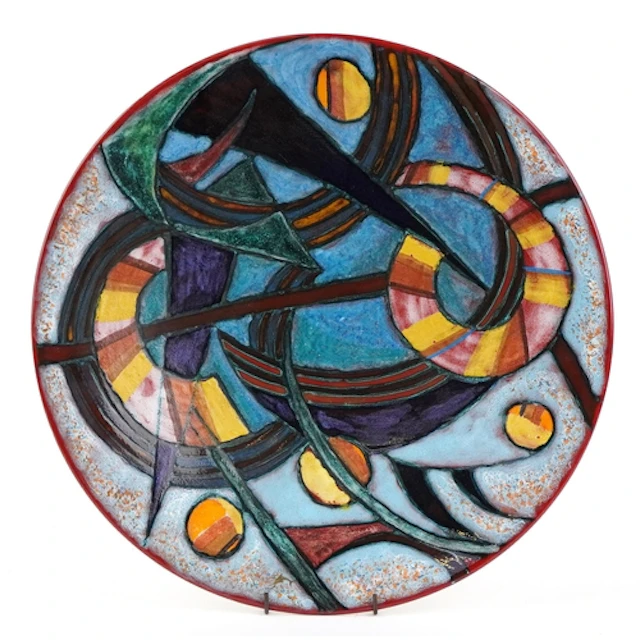 Karen Brown for Poole Pottery, hand painted abstract charger...