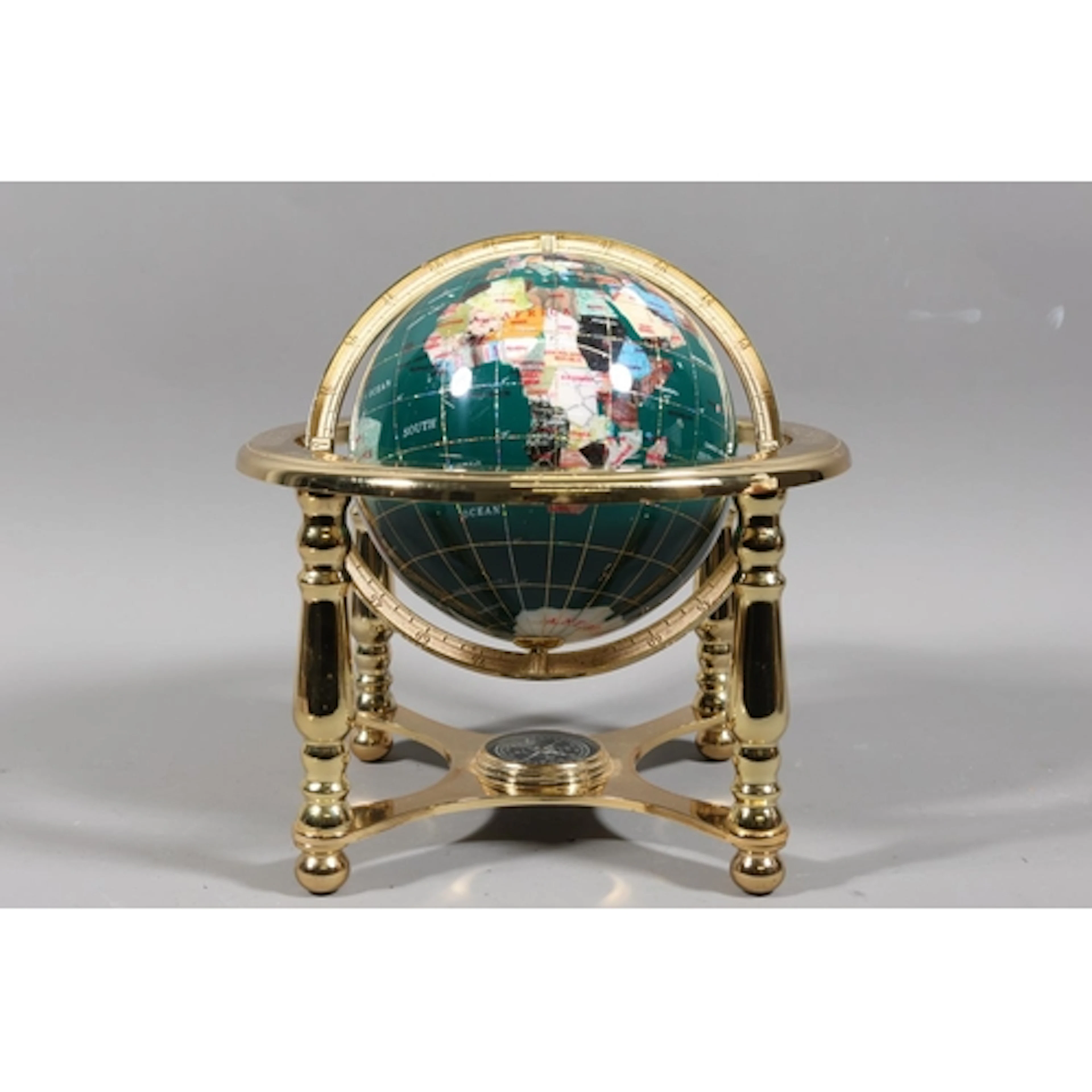 Green Lapis globe on stand.