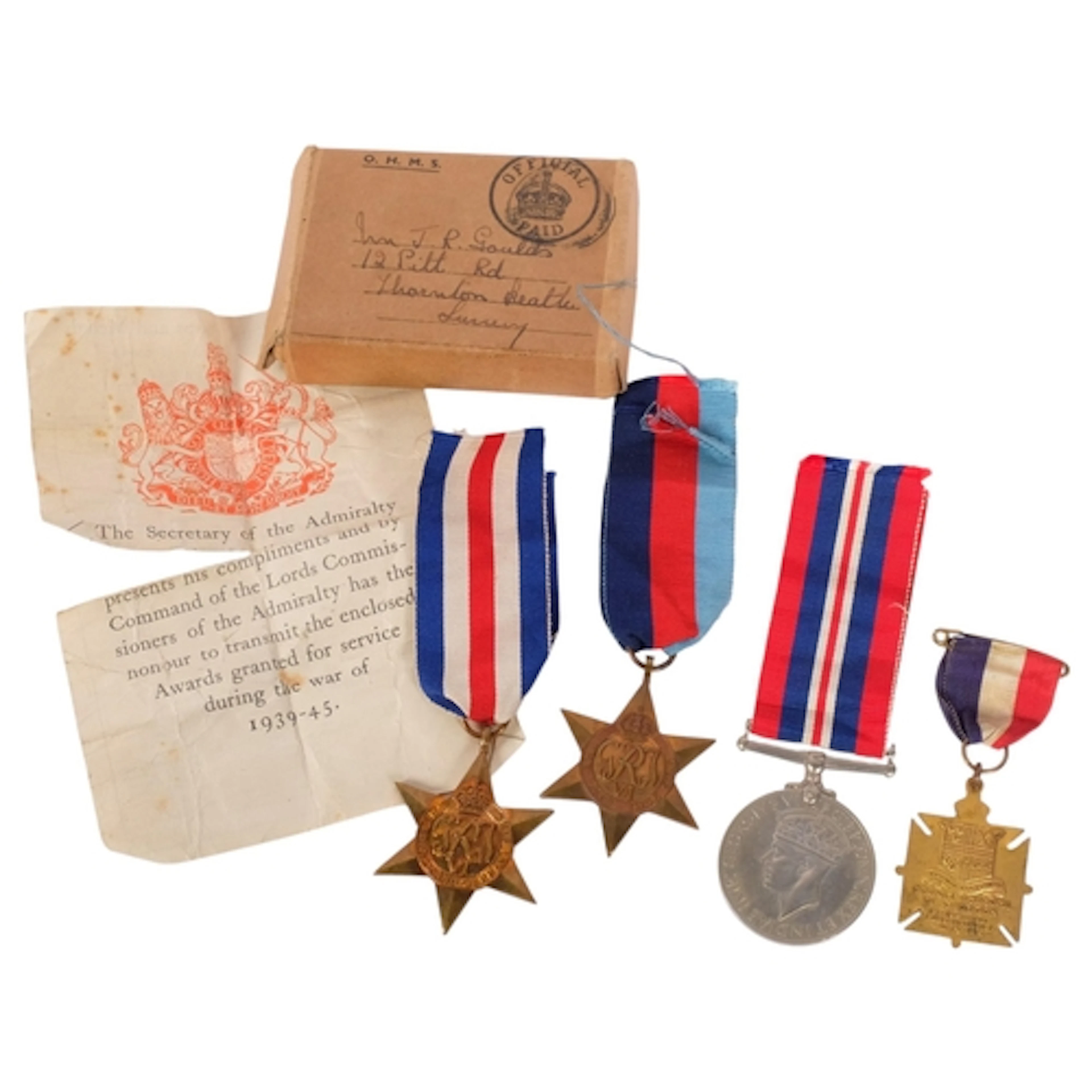 A collection of medals; a 1939 - '45 Star, a France and Germ...