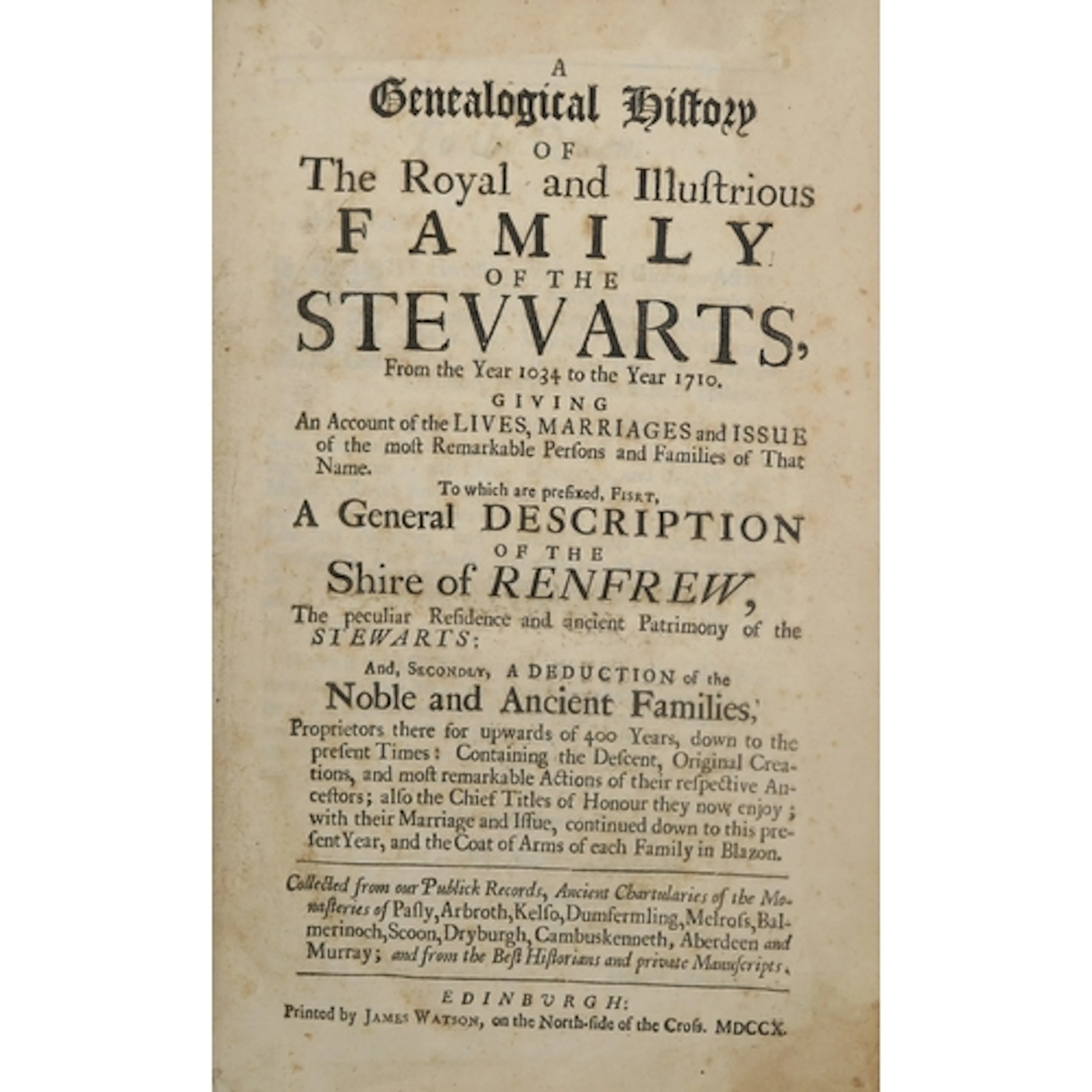 Crawfurd (George) A Genealogical History of The Royal and Il...