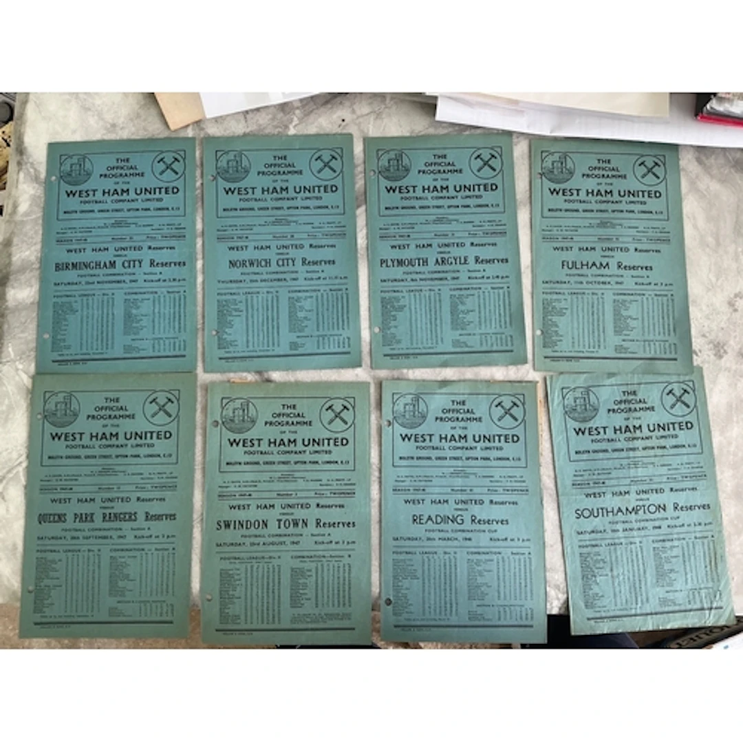 47/48 West Ham Home Reserves Football Programmes: Only South...