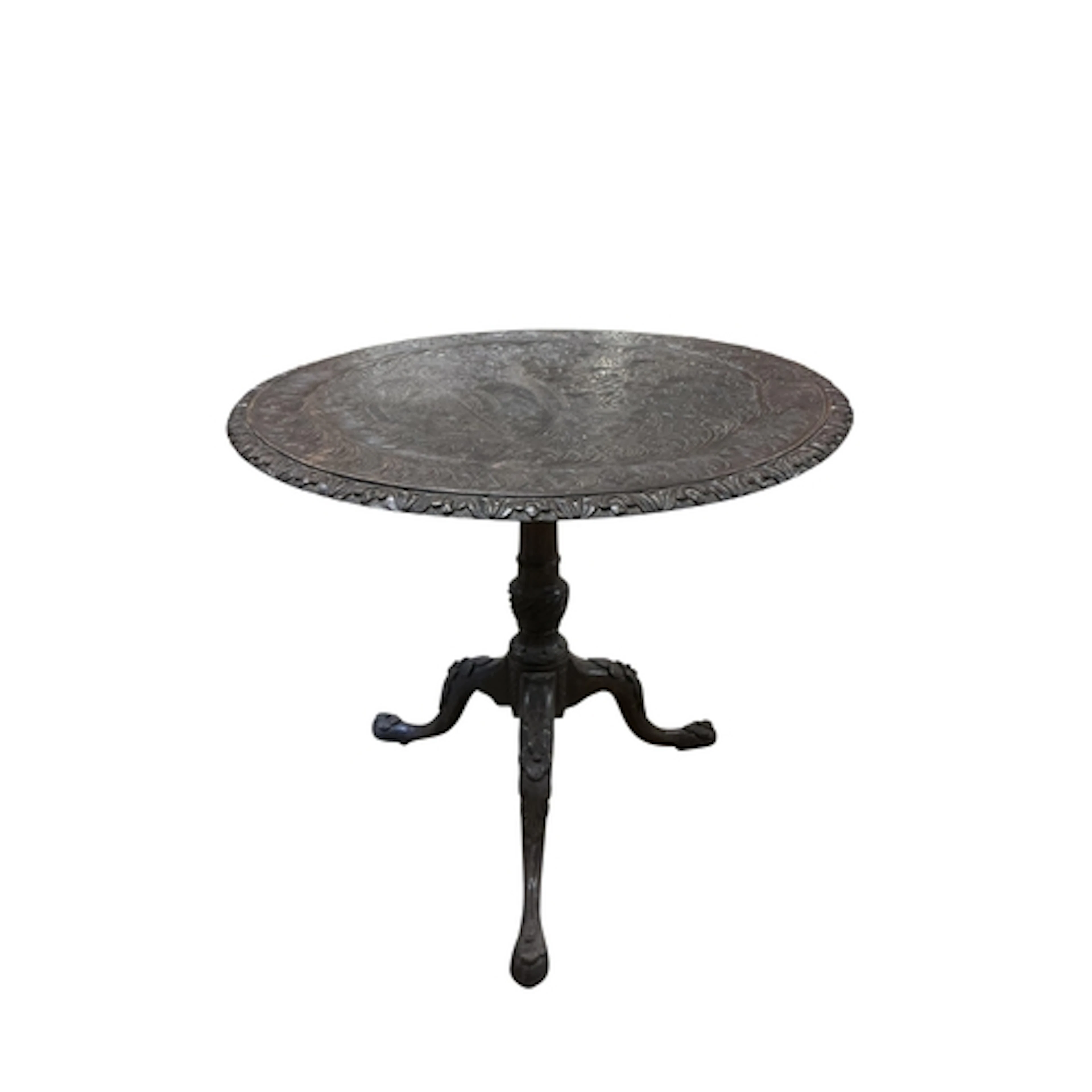 A George III mahogany circular tilt top tea table with later...