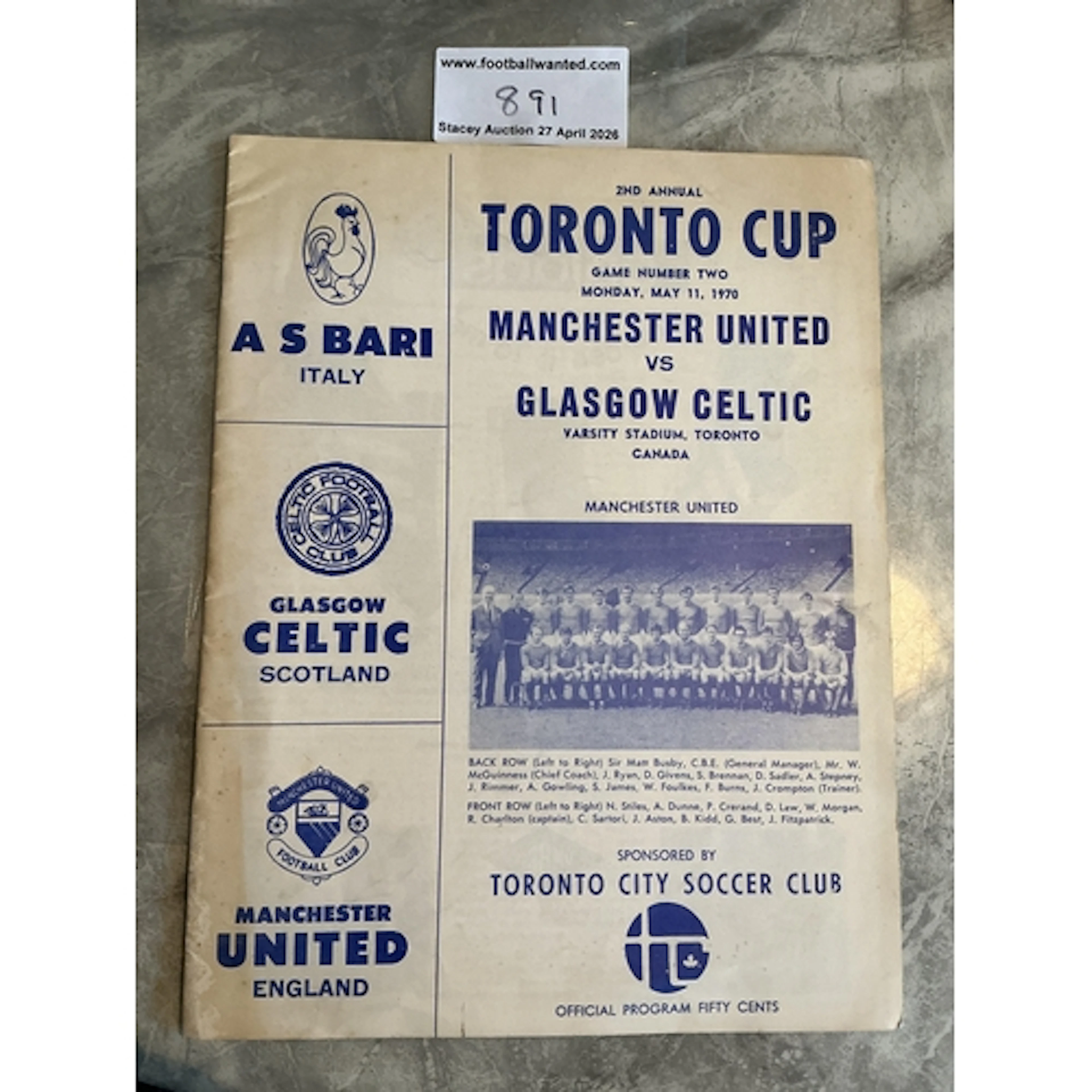 1970 Celtic v Manchester United Football Programme In Canada...