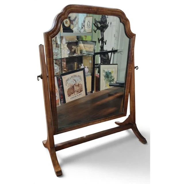 A 19th Century Mahogany Crutch Mirror. W 47 x H 60 cm approx...