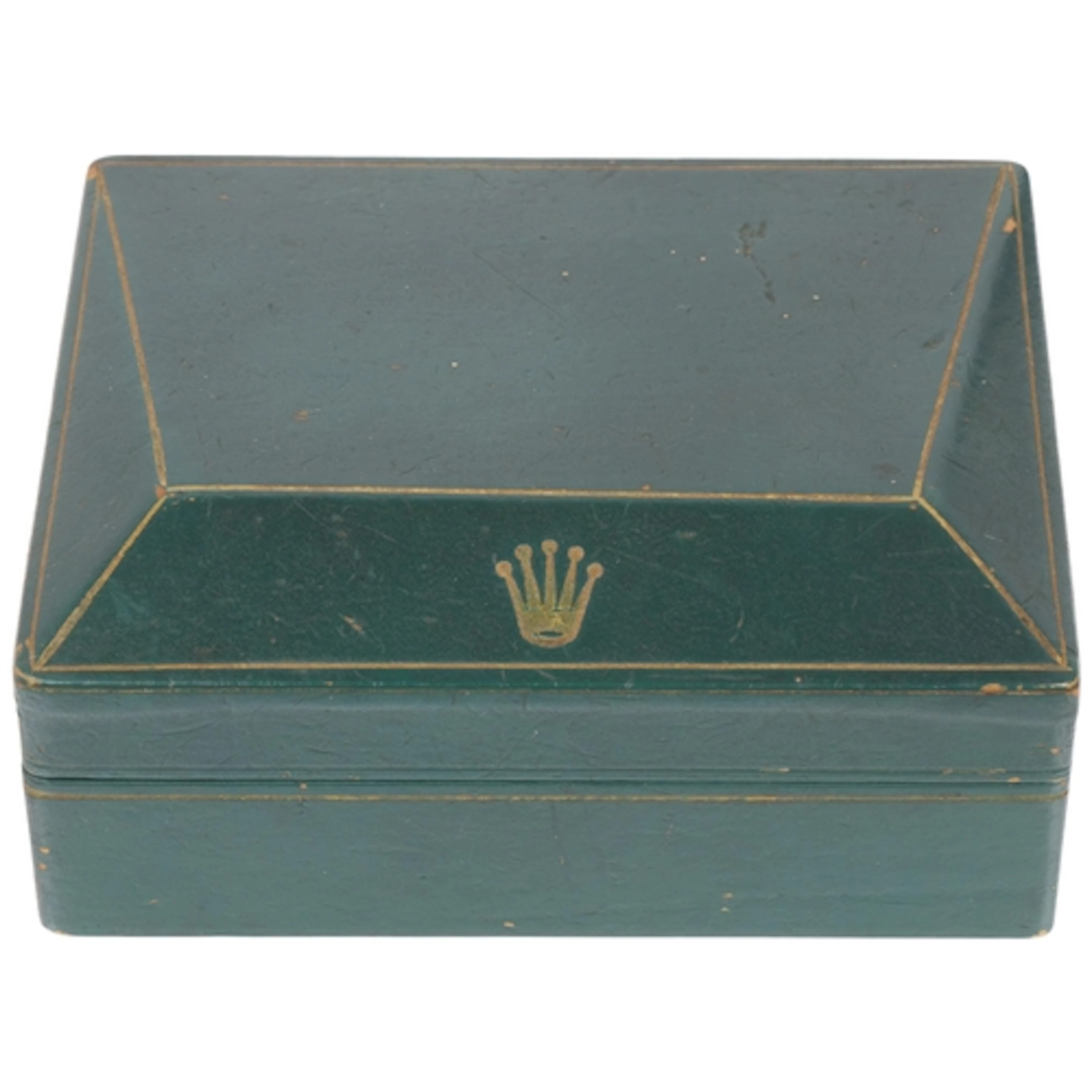 ROLEX - a Vintage green leather pyramid watch box, circa 195...
