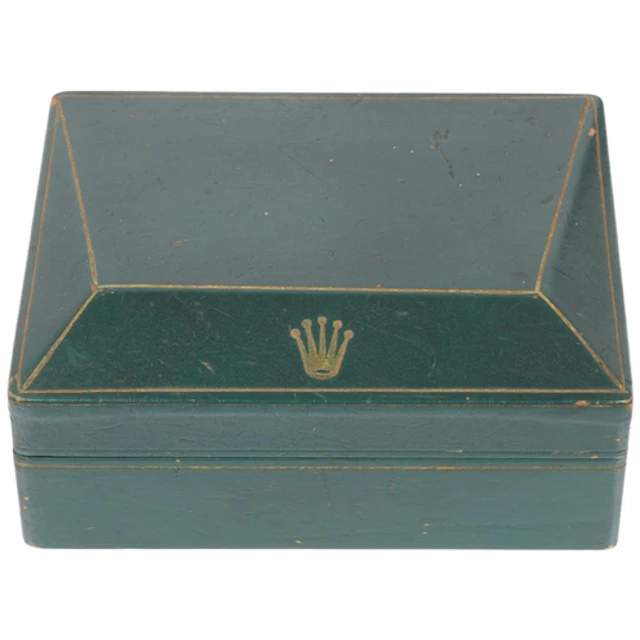 ROLEX - a Vintage green leather pyramid watch box, circa 195...