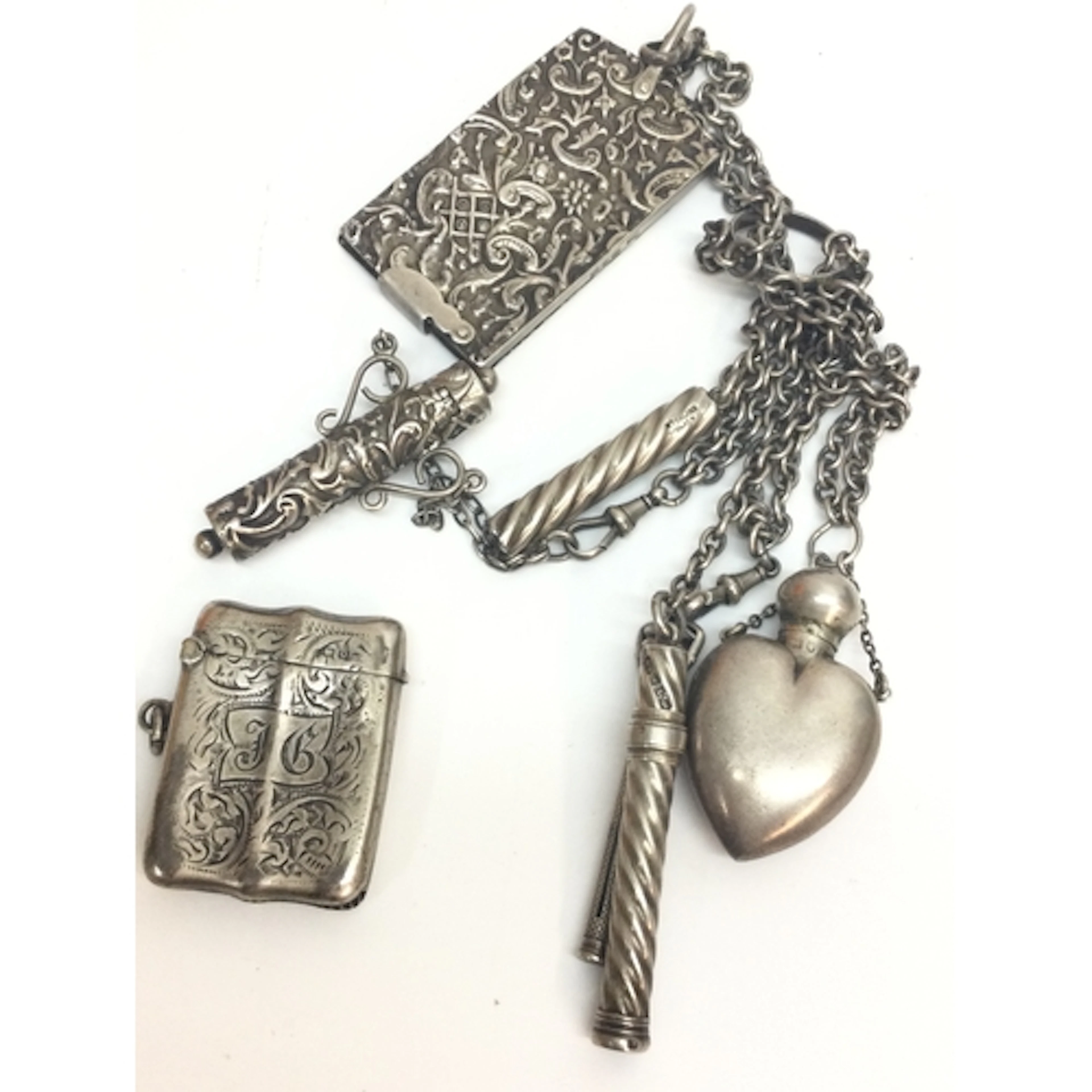 Chatelain and silver plate Vesta, 135g total weight