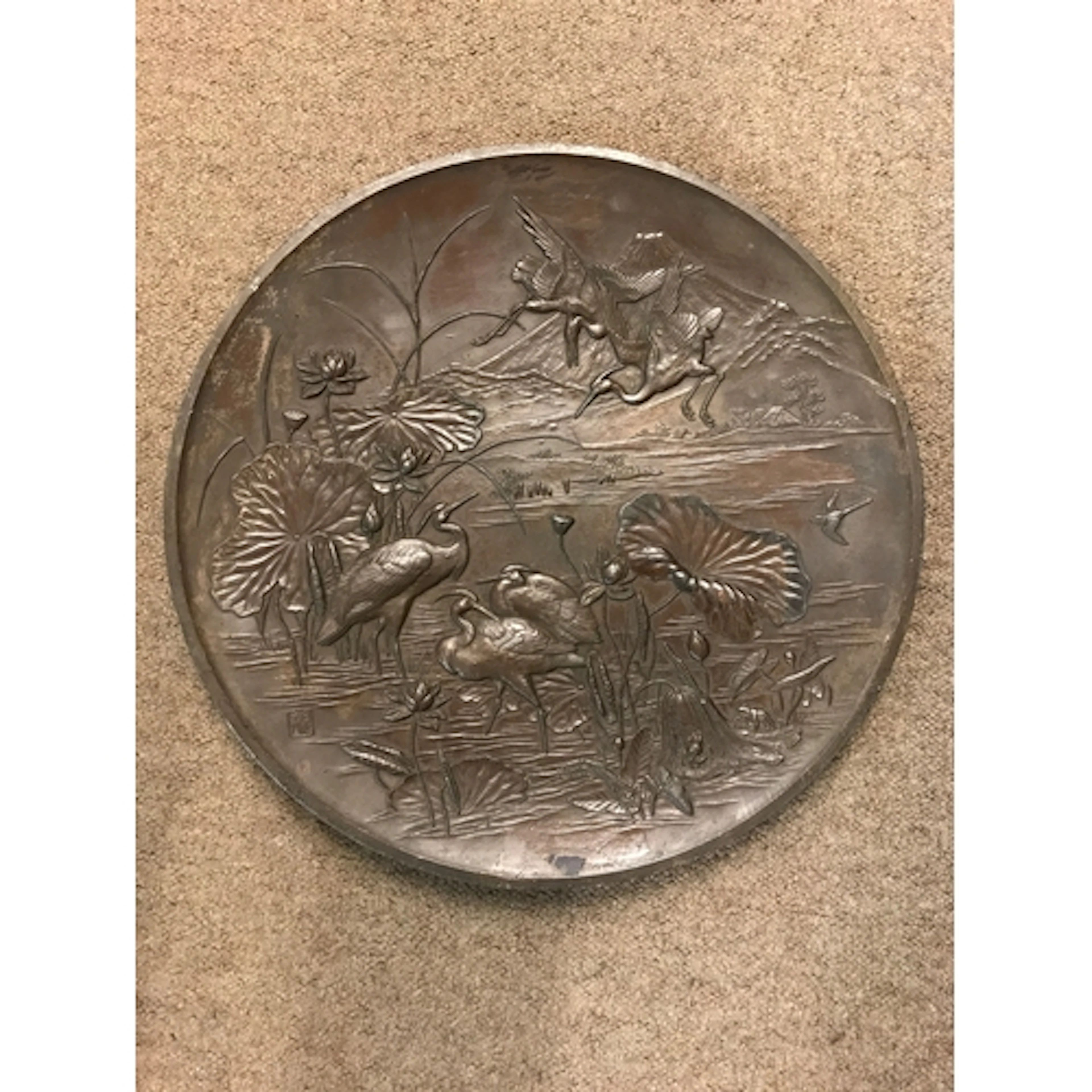 A late 19th century Japanese bronze plaque.
