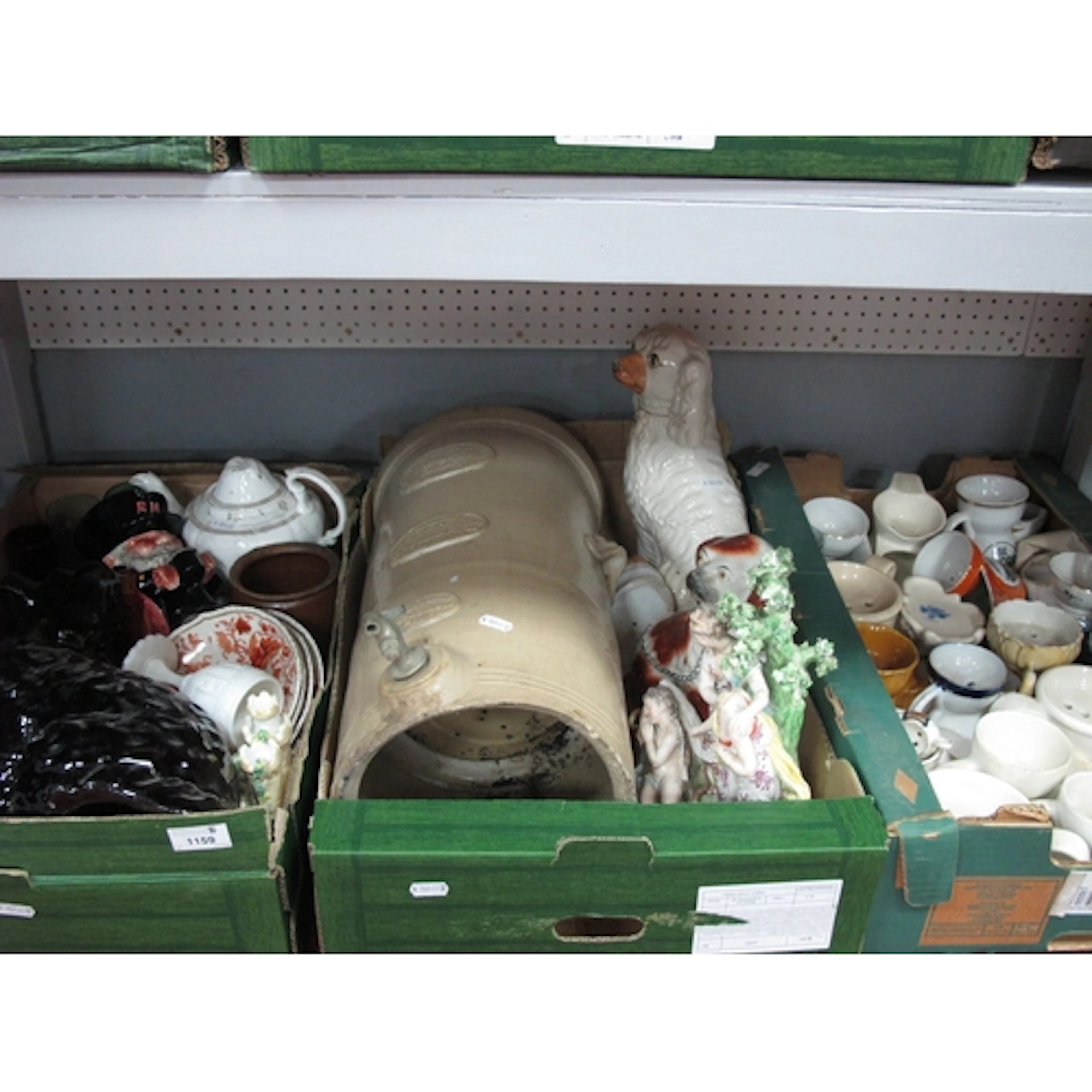 Ceramics, including a large antique Boston salt-glazed stone...